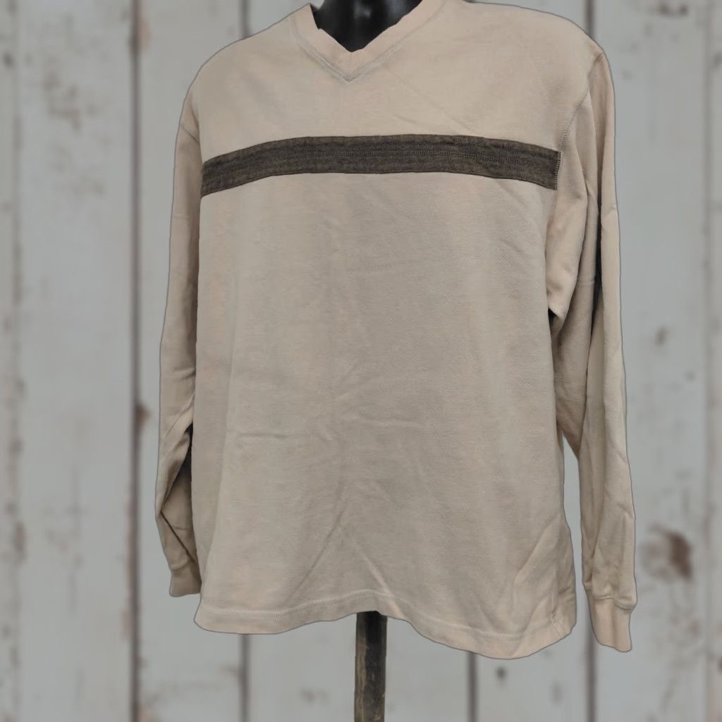 Eddie Bauer Eddie Bauer Sweater Mens L Beige Striped V-Neck Long Sleeve Pullover Knitted Knit Casual Size US L / EU 52-54 / 3 - 1 Thumbnail