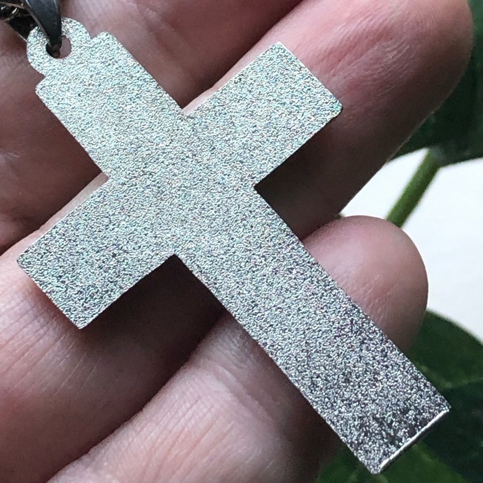 Jewelry Purple botanical print cross on chain necklace Size ONE SIZE - 6 Thumbnail