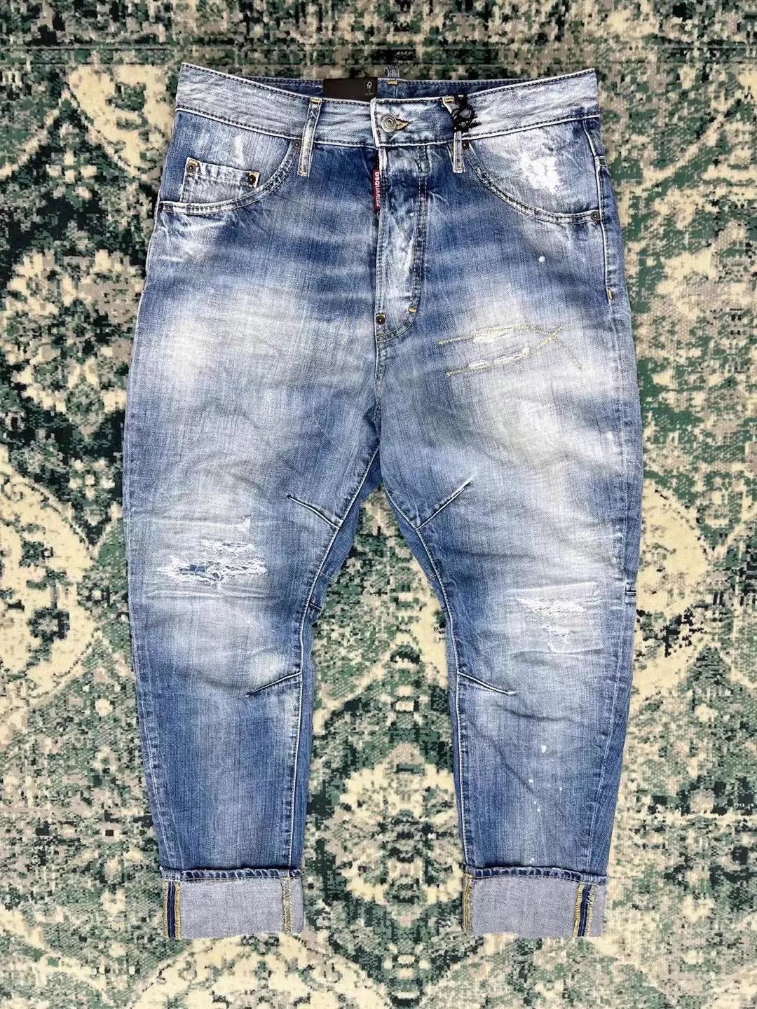 Dsquared2 Blue Distressed Denim Jeans with Rolled Cuffs Size US 28 / EU 44 - 1 Thumbnail