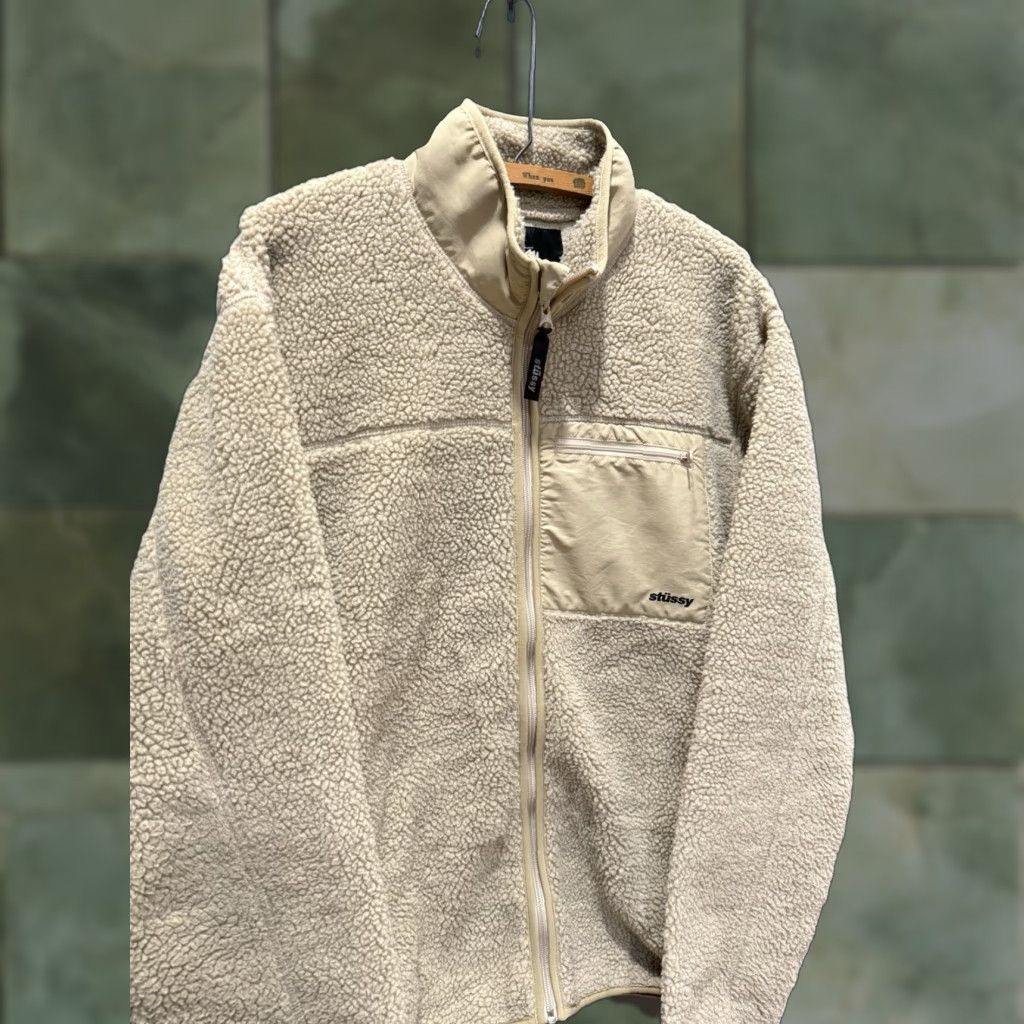 Vintage Stussy Sweatshirt Zip Fleece Ivory XL Men Size US XL / EU 56 / 4 - 1 Thumbnail