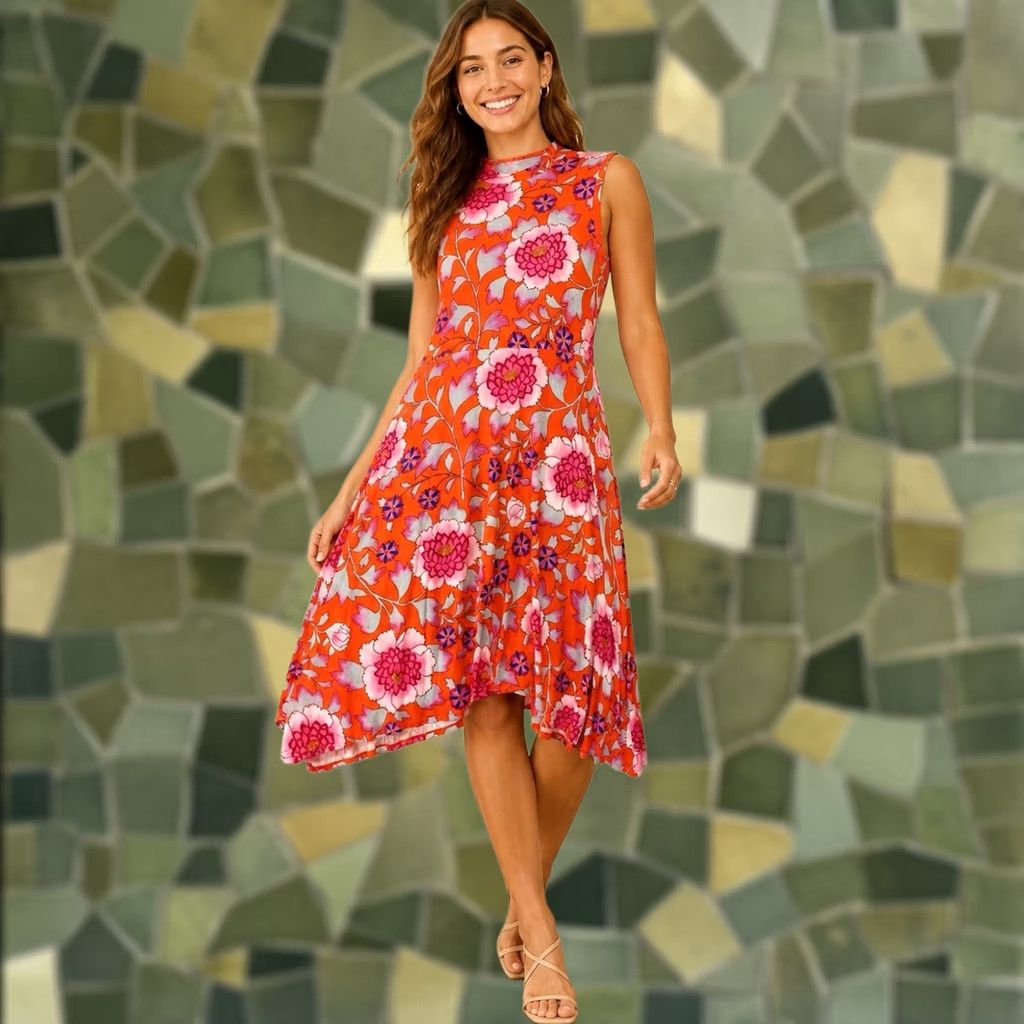 Vintage Maeve Dress Womens M Orange Anthropologie Cleary Women Floral Sleeveless Boho Size M / US 6-8 / IT 42-44 - 1 Thumbnail