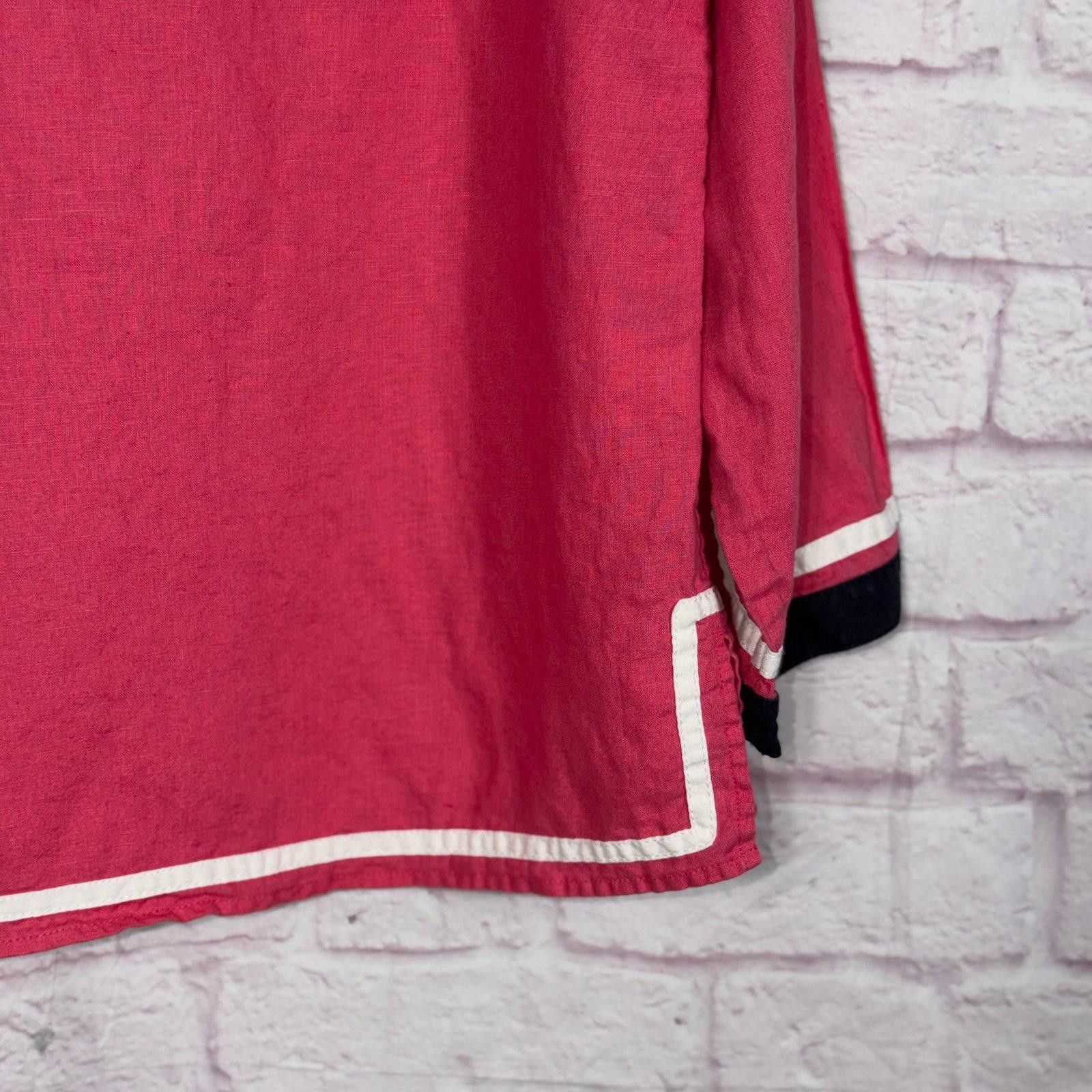 Other Talbots Pink Linen Tunic Top with Contrast Trim Medium Size M / US 6-8 / IT 42-44 - 5 Thumbnail