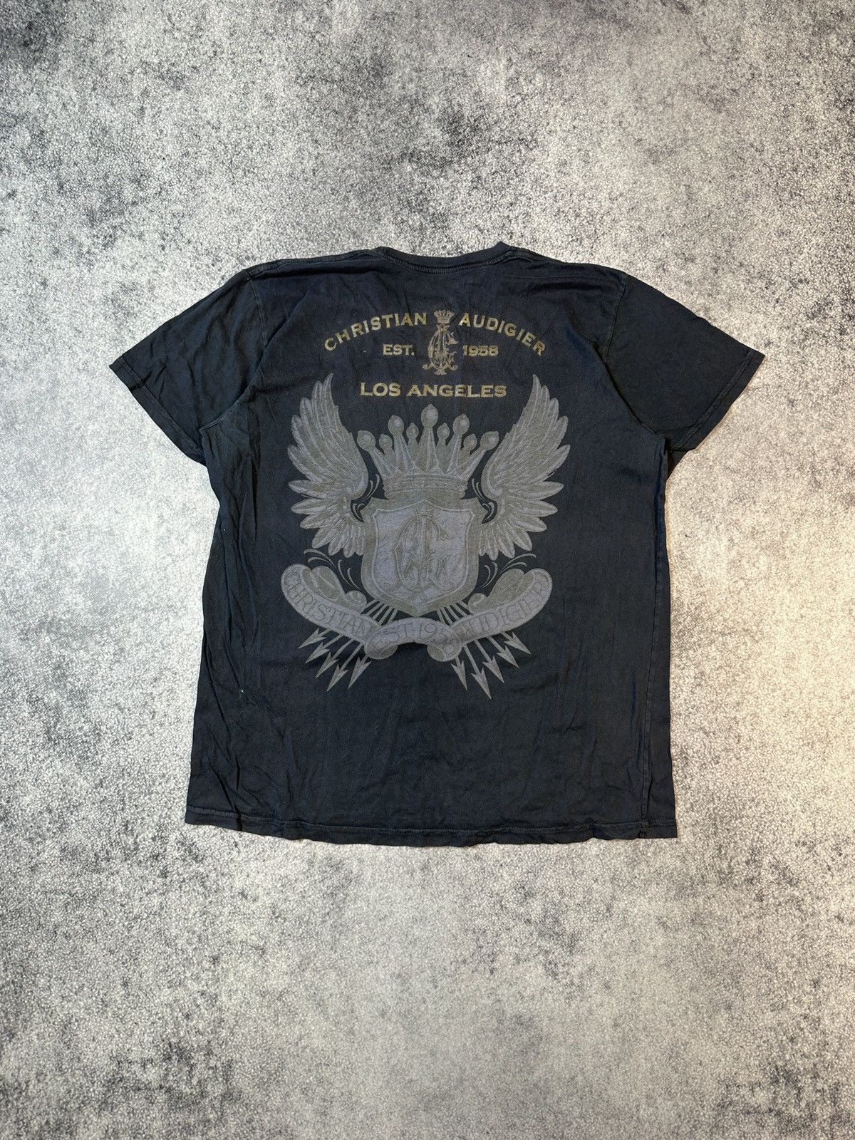Christian Audigier × Ed Hardy Y2K Ed Hardy Christian Audigier Logo T-shirt Avant Garde Vtg Size US XL / EU 56 / 4 - 4 Thumbnail