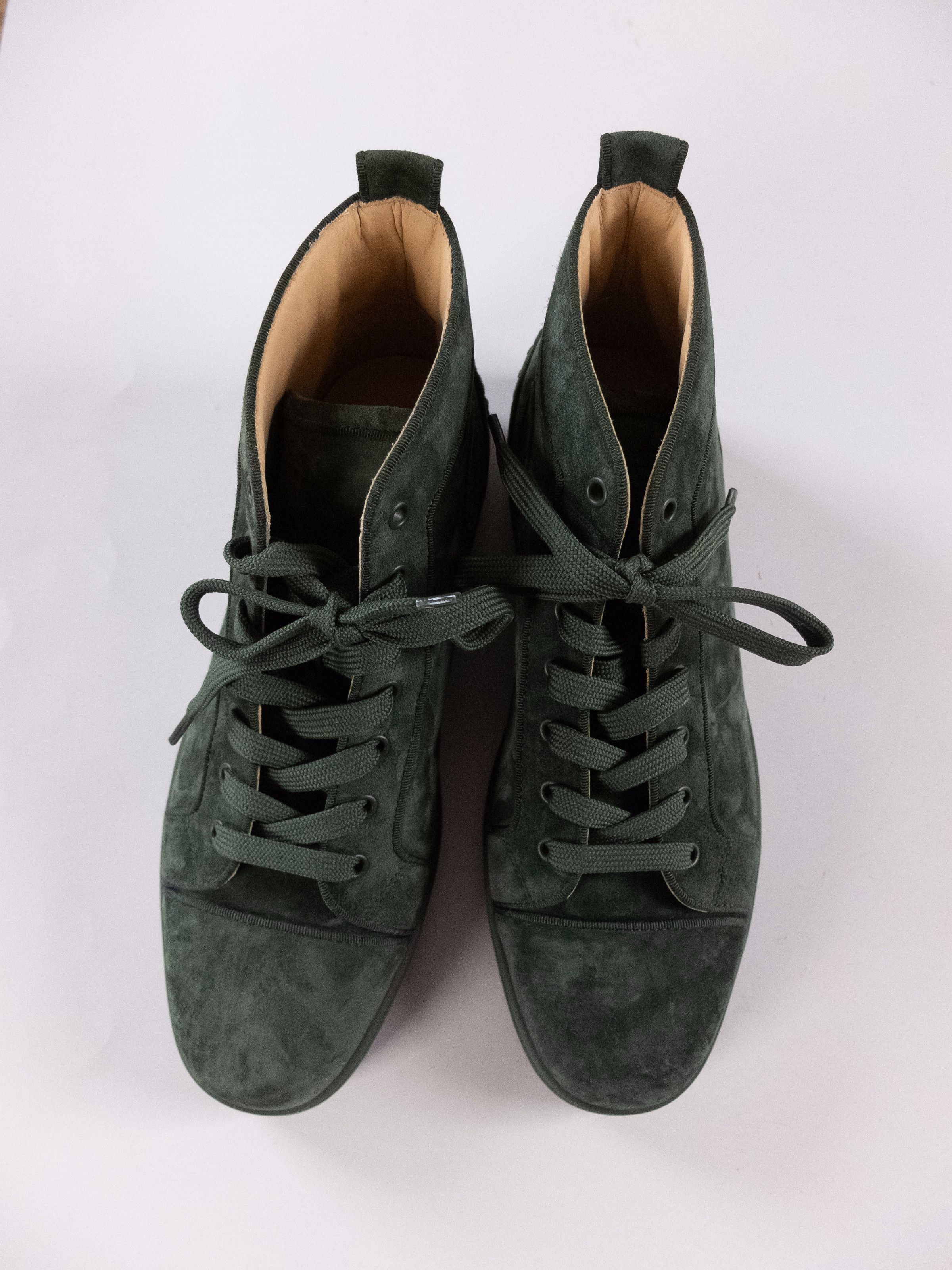 Christian Louboutin CHRISTIAN LOUBOUTIN Fun Louis green high suede sneakers 45 Size US 12 / EU 45 - 4 Thumbnail
