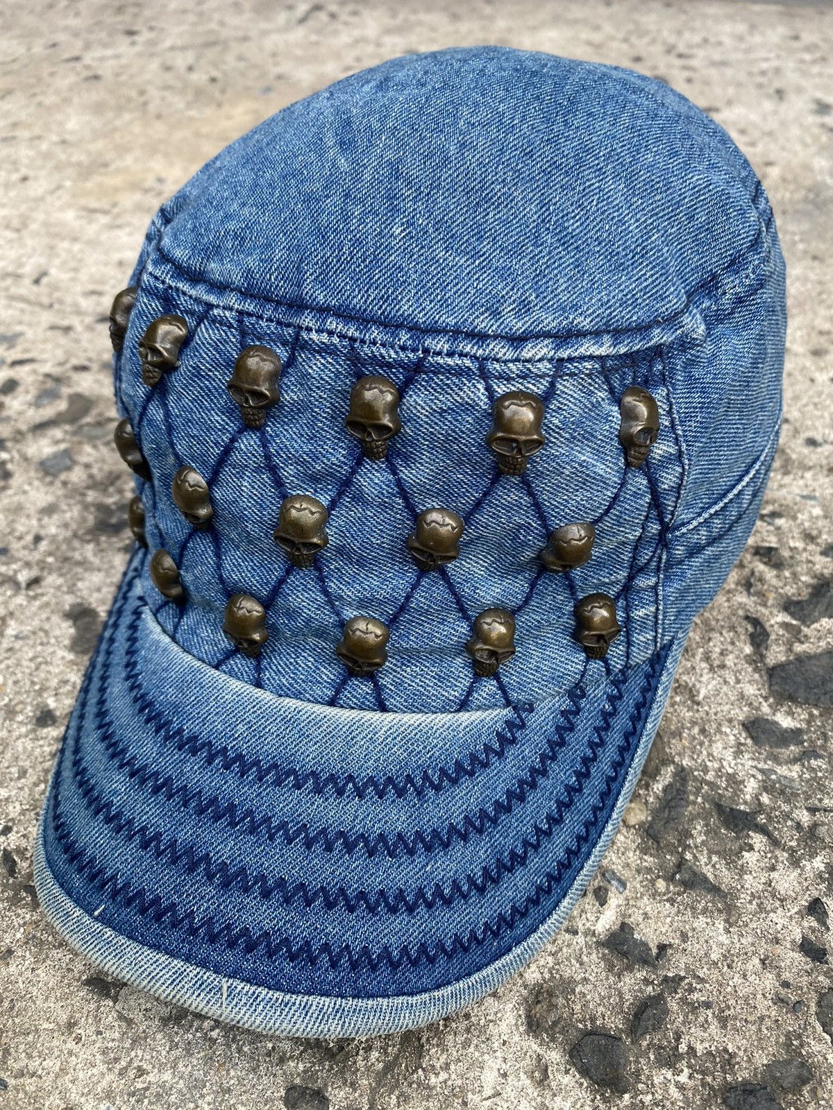Beauty Beast × Japanese Brand × Le Grande Bleu (L.G.B.) Vintage Y2k J.cap&co Denim Skull Hats Size ONE SIZE - 2 Thumbnail