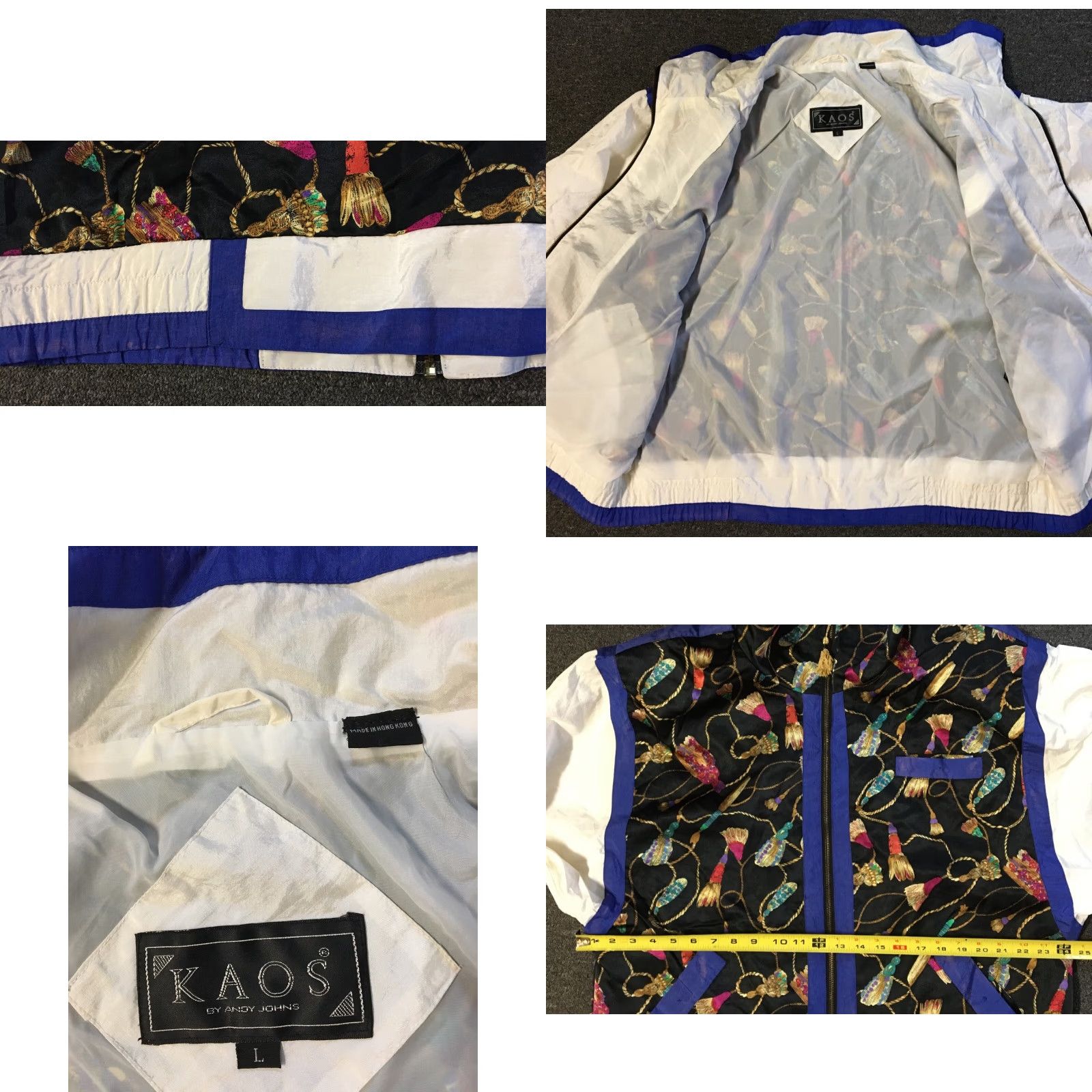 Vintage VINTAGE Kaos Jacket Womens L 80s 90s Gold Rope Tassel Windbreaker Black USA Abstract Art Hip Hop Size L / US 10 / IT 46 - 8 Thumbnail