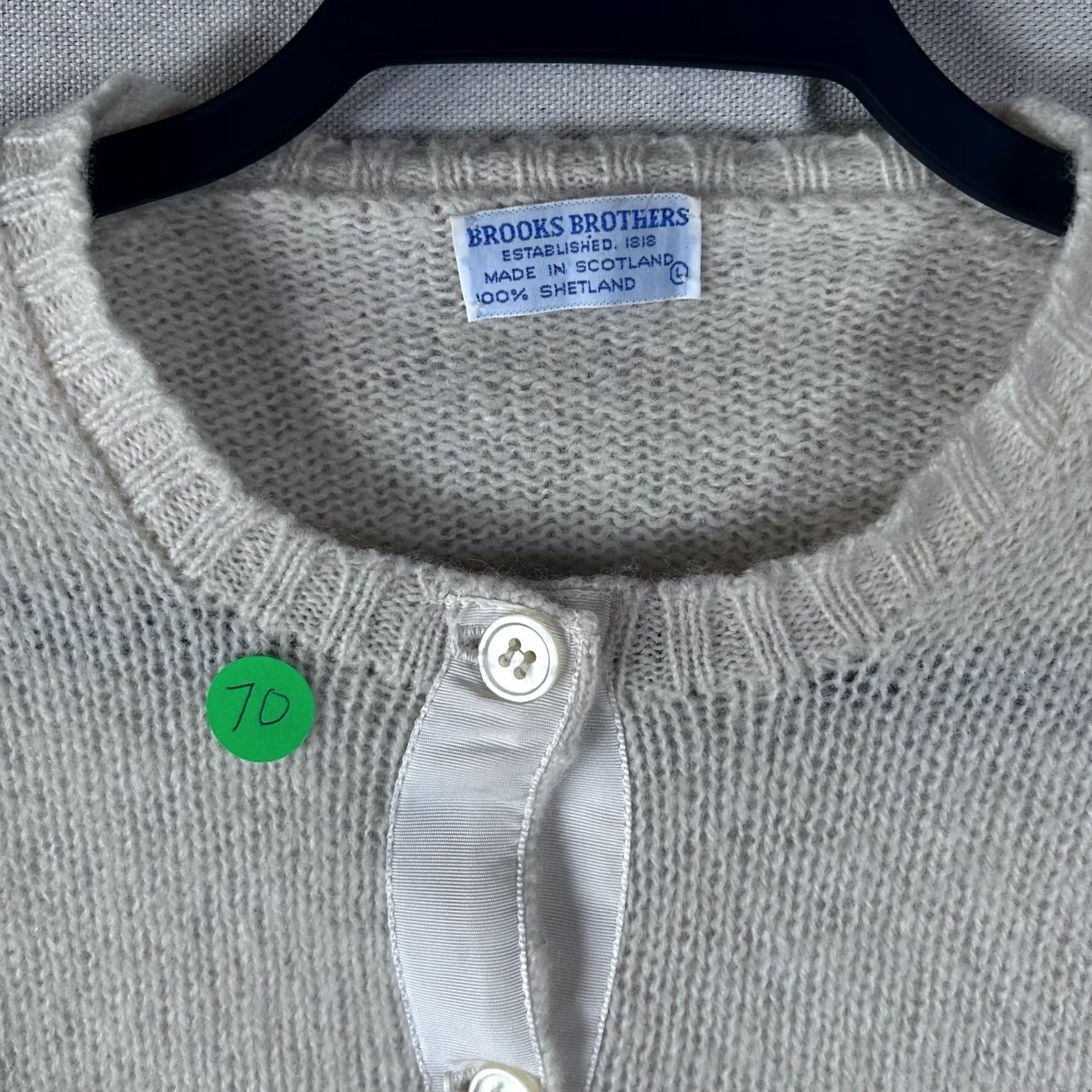Brooks Brothers VINTAGE Brooks Brothers Cardigan Sweater Shetland Wool Scotland Cream XL Women Crew Neck Long Sleeve Button Front Size XL / US 12-14 / IT 48-50 - 2 Thumbnail