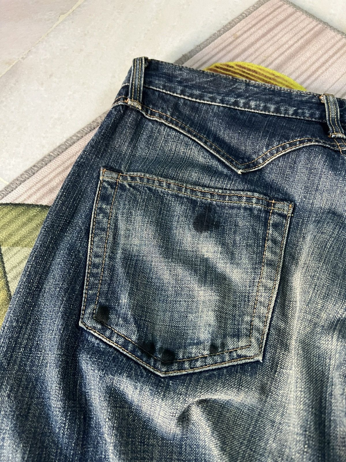 Edwin × If Six Was Nine × Le Grande Bleu (L.G.B.) 💥BAGGY💥VINTAGE EDWIN 503S DISTRESS MUD WASH JEANS Size US 31 - 19 Thumbnail