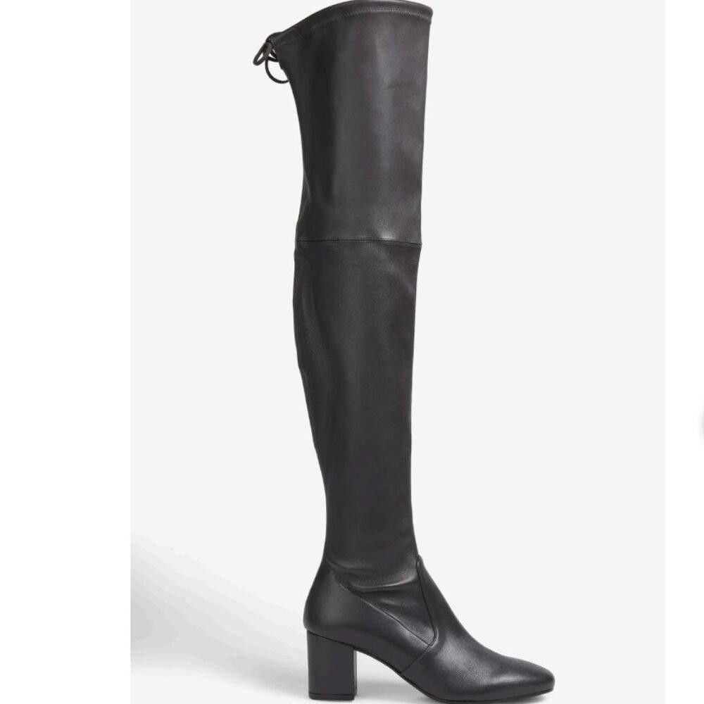 image of Stuart Weitzman Genna 60 Leather Thigh High City Boots in Grey, Women's (Size 7)