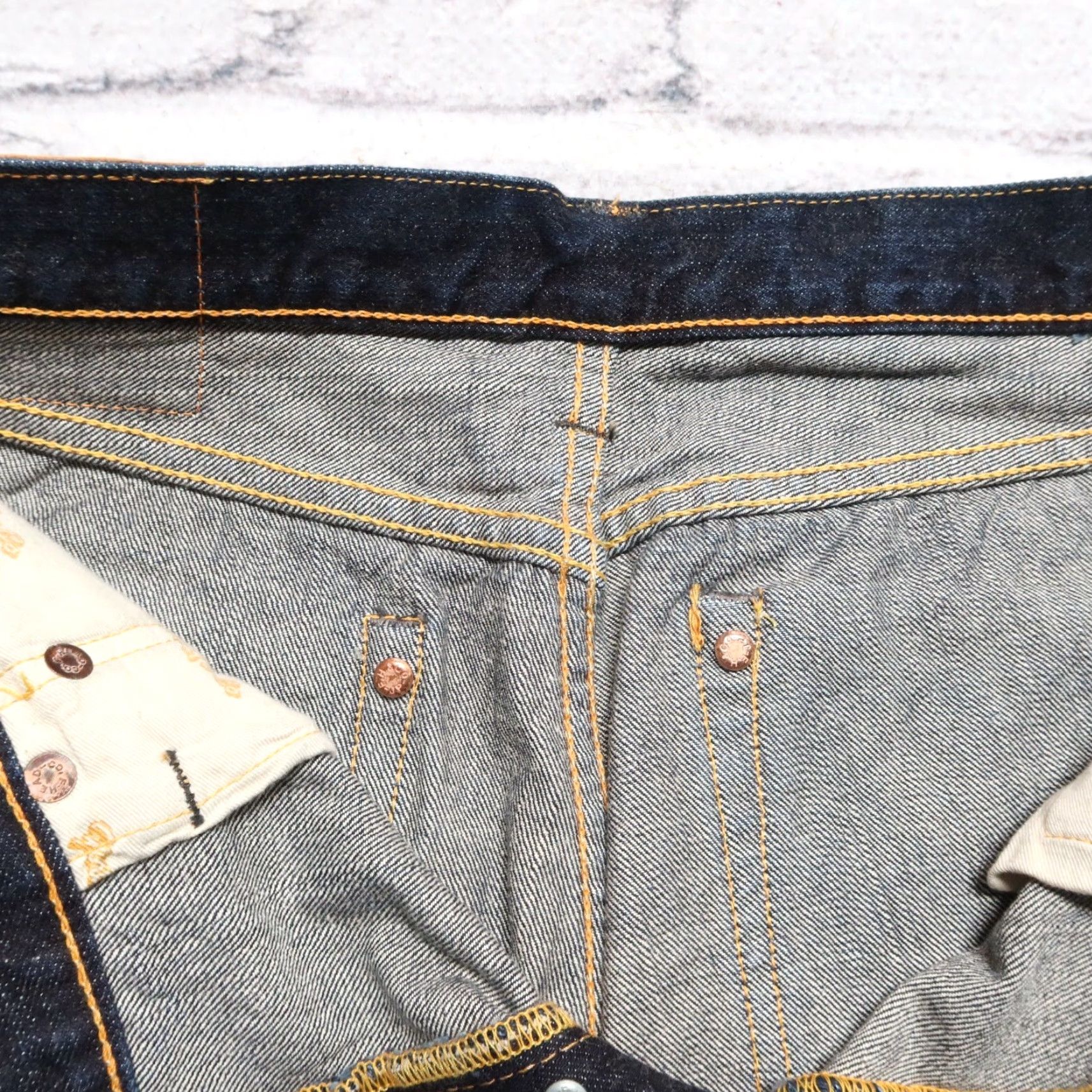 The Flat Head VINTAGE The Flat Head 3005 SPC Selvedge Denim Jeans Made in Japan Jeans Men 30 Dark Wash 33 1/2" Inseam Button Fly 8 1/2" Leg Opening Denim Size US 30 / EU 46 - 6 Thumbnail