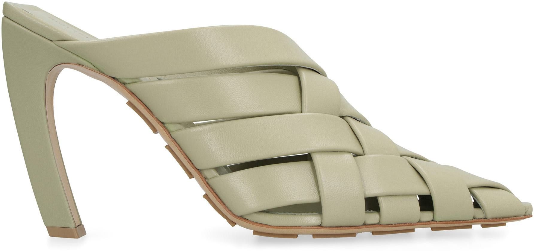 Bottega Veneta o1y0725 Leather Mules in Military Green Size US 10 / IT 40 - 2 Thumbnail