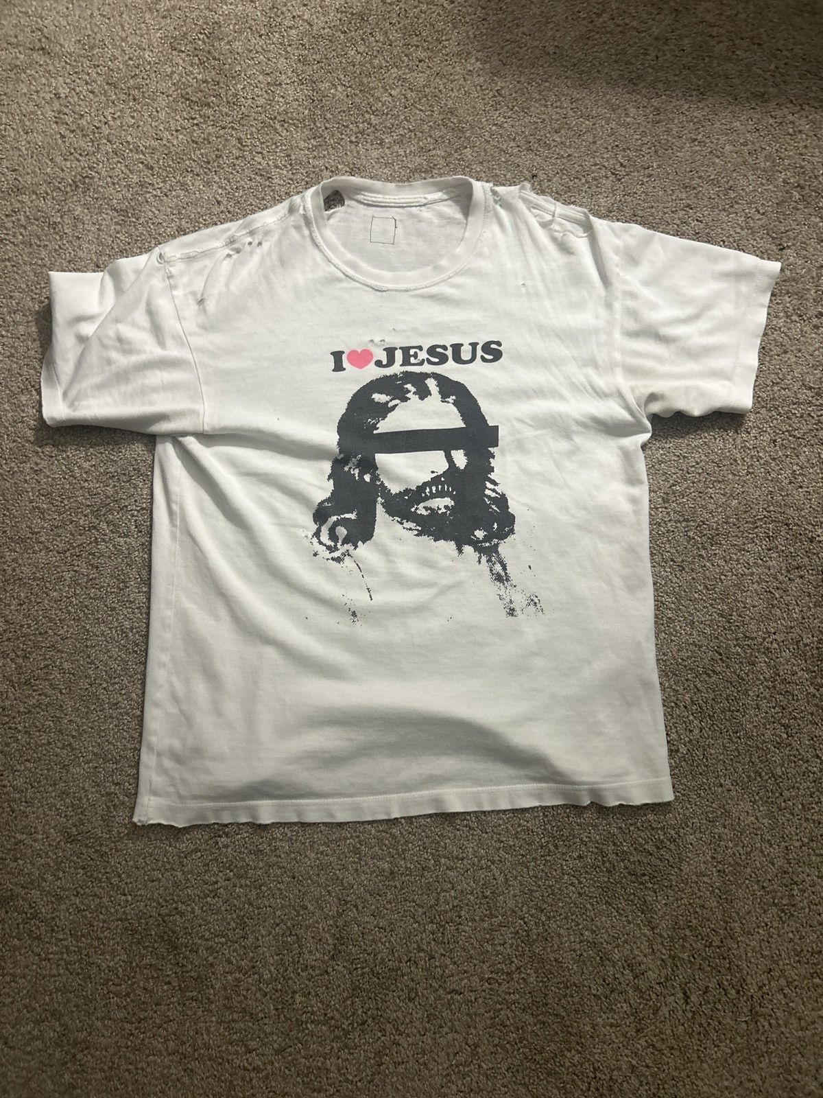 Undercover Jesus Distressed White T Shirt Jun Takahashi