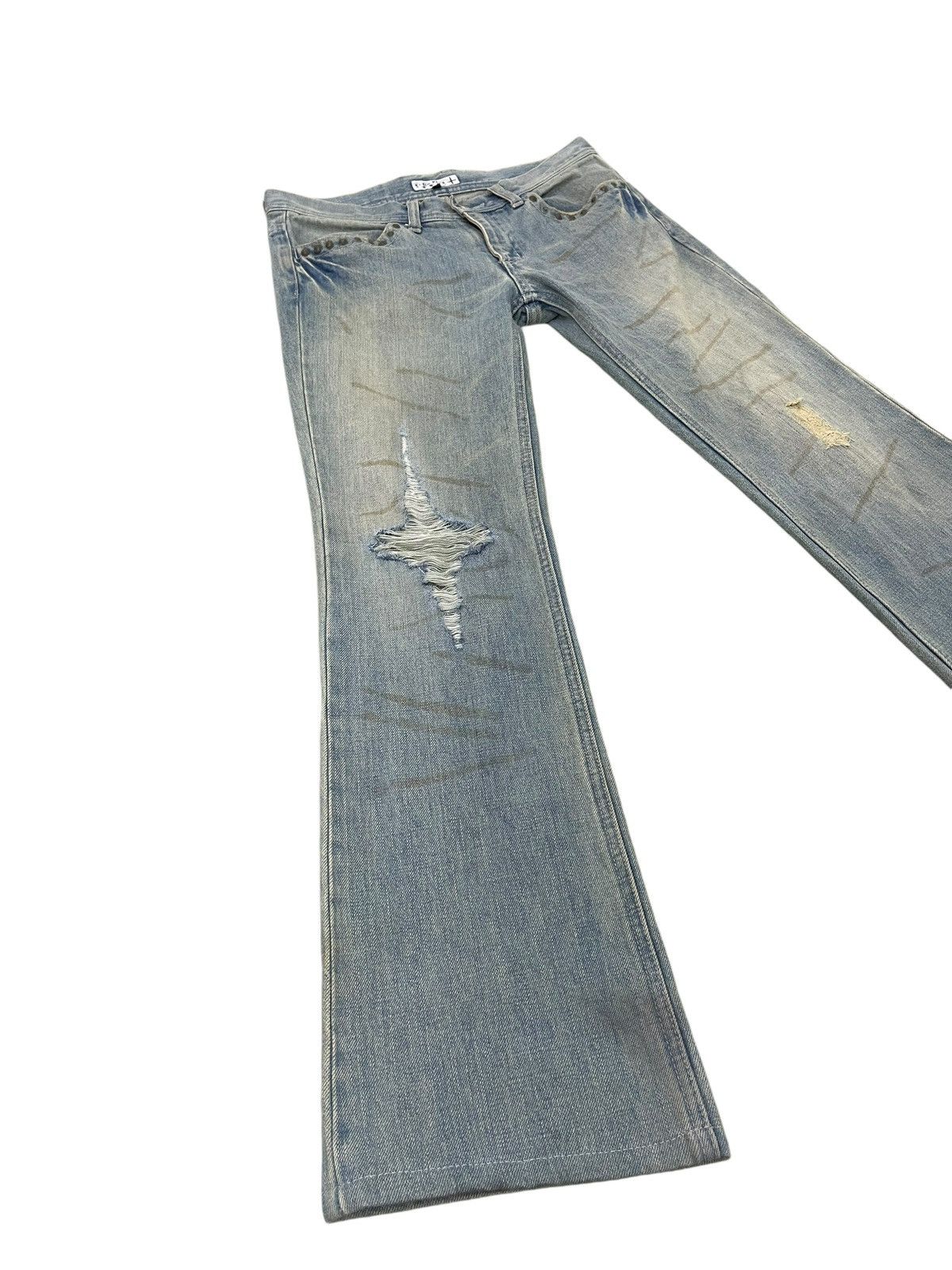 Japanese Brand Flare Jeans Klein Plus Faded Distress Boot Cut 1🟦4 Size US 30 / EU 46 - 1 Thumbnail