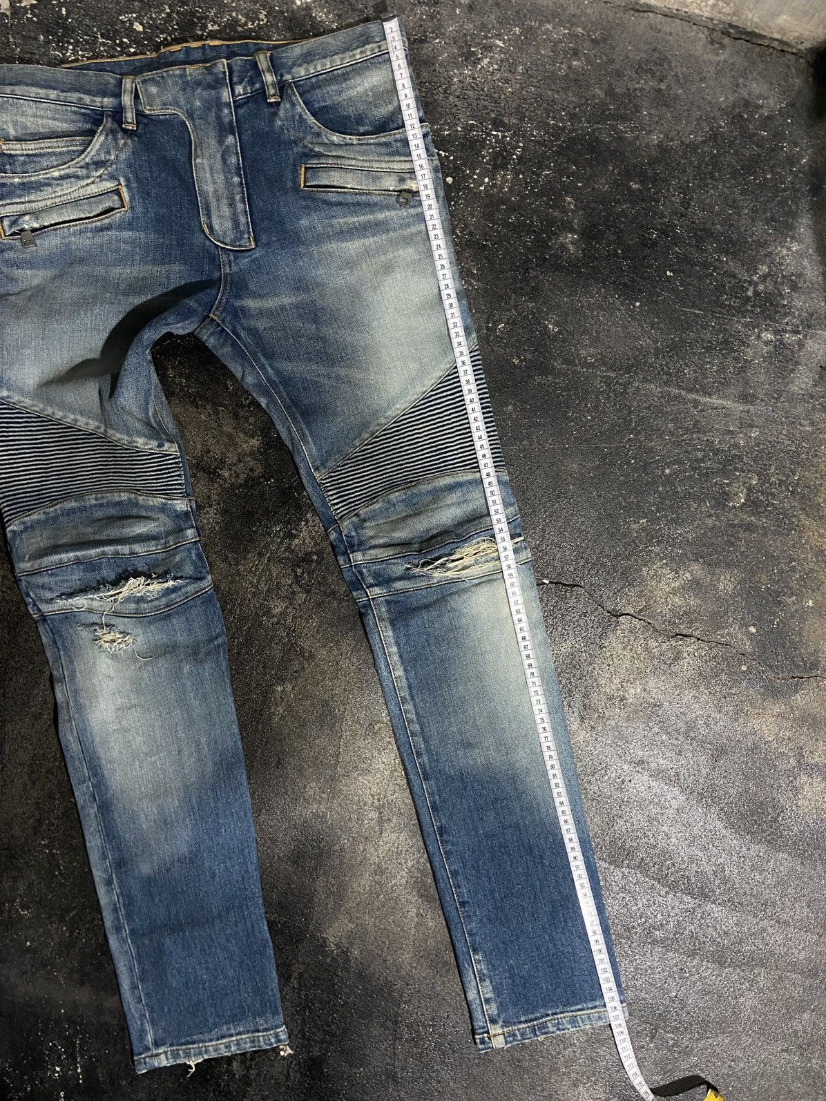 Balmain Balmain Denim Distressed Jeans moto bike Size US 31 - 24 Thumbnail