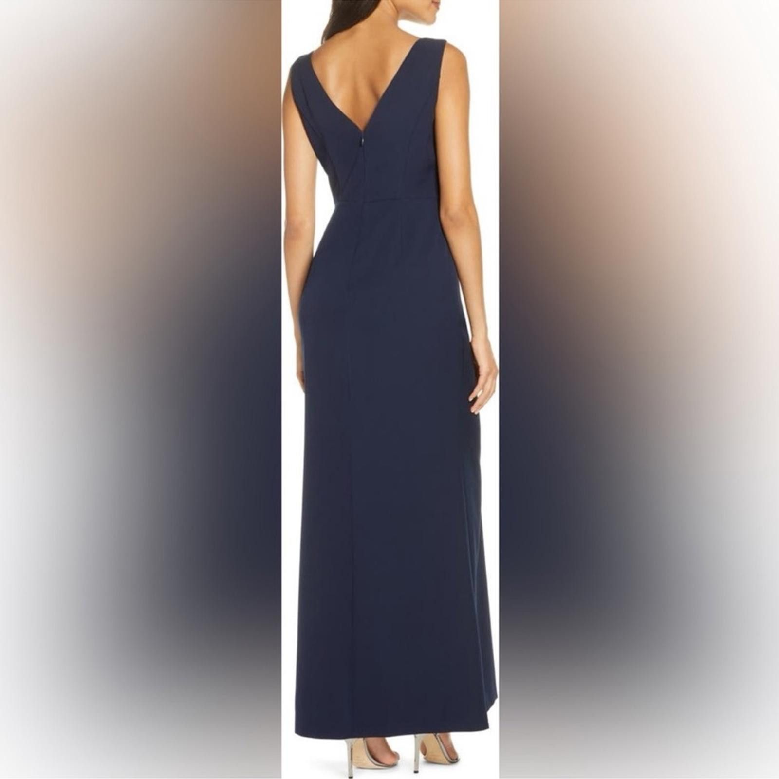 Designer Eliza J Ruffle Front Gown Dress Size 10 Navy Blue Sleeveless Size L / US 10 / IT 46 - 2 Thumbnail