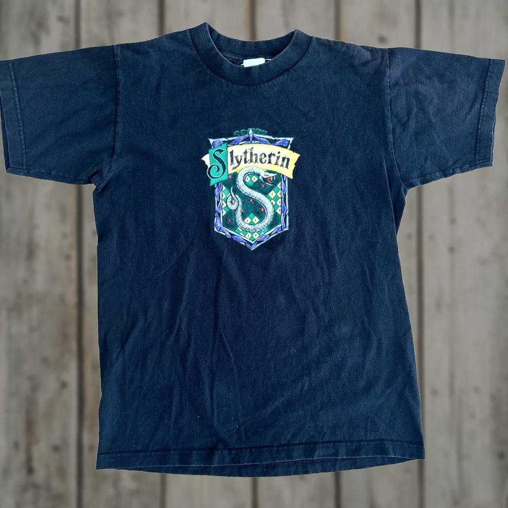 Vintage VINTAGE Warner Bros Slytherin T-Shirt Mens XL Black USA MADE 2001 Movie Potter Y2K Graphic Print Size US XL / EU 56 / 4 - 1 Thumbnail