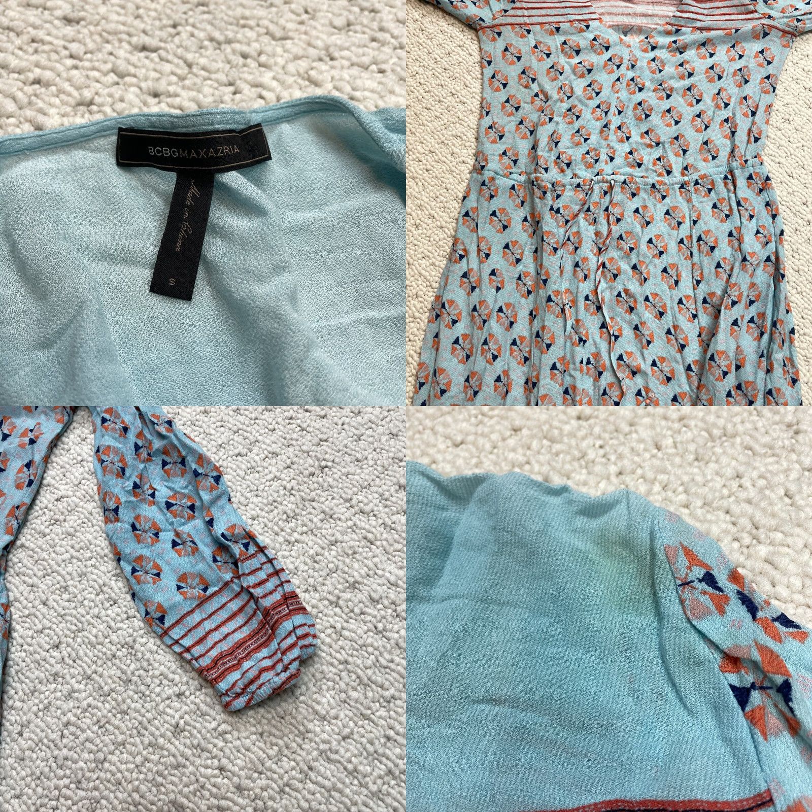 Bcbgmaxazria VINTAGE BCBGMAXAZRIA Maxi Dress Womens S Long Sleeve V-Neck Pullover Casual Party/Cocktail Travel Blue Rayon Size S / US 4 / IT 40 - 8 Thumbnail