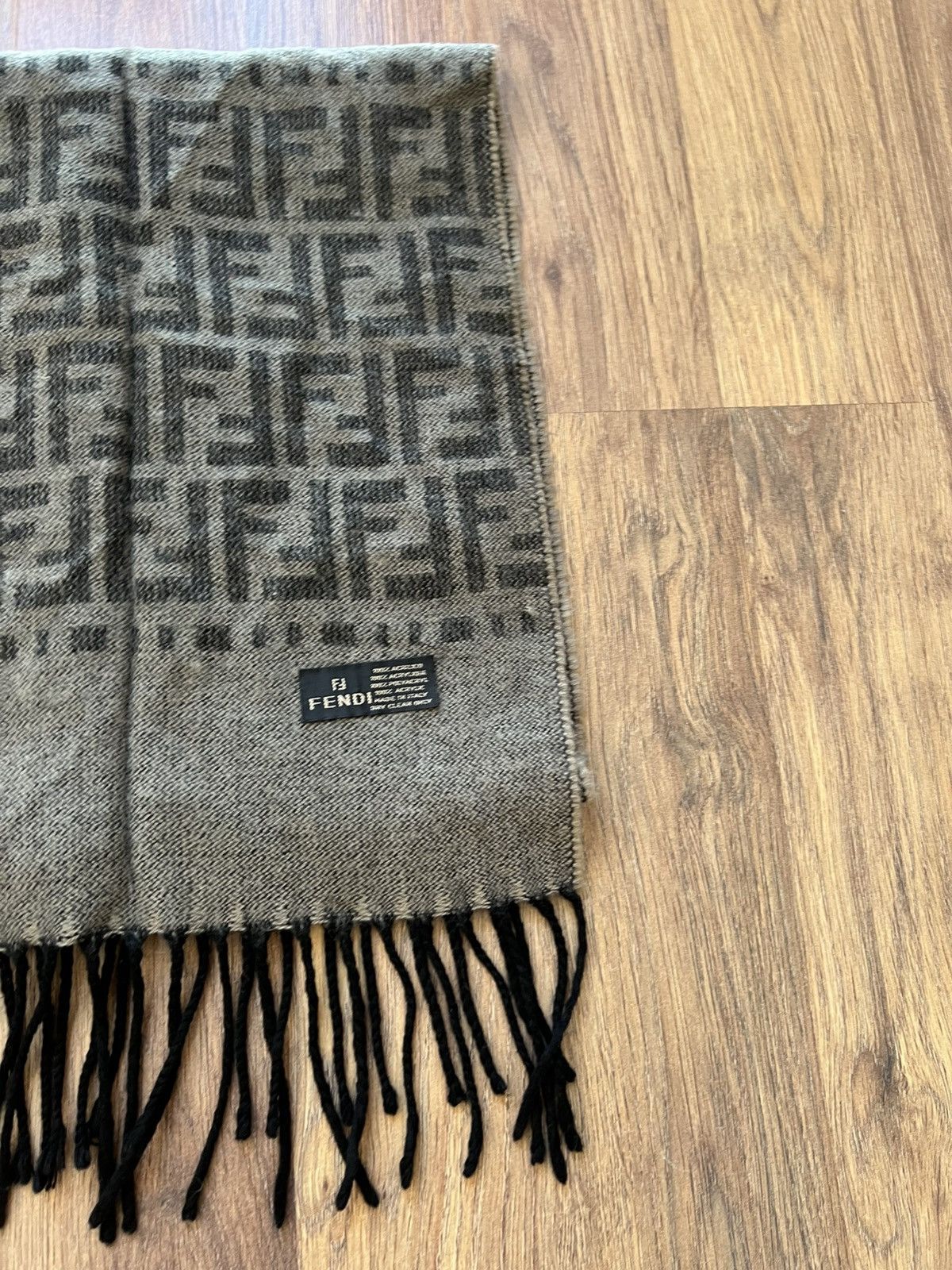 Fendi Fendi Monogram Fringe Scarf — Brown / Made in Italy Size ONE SIZE - 5 Thumbnail