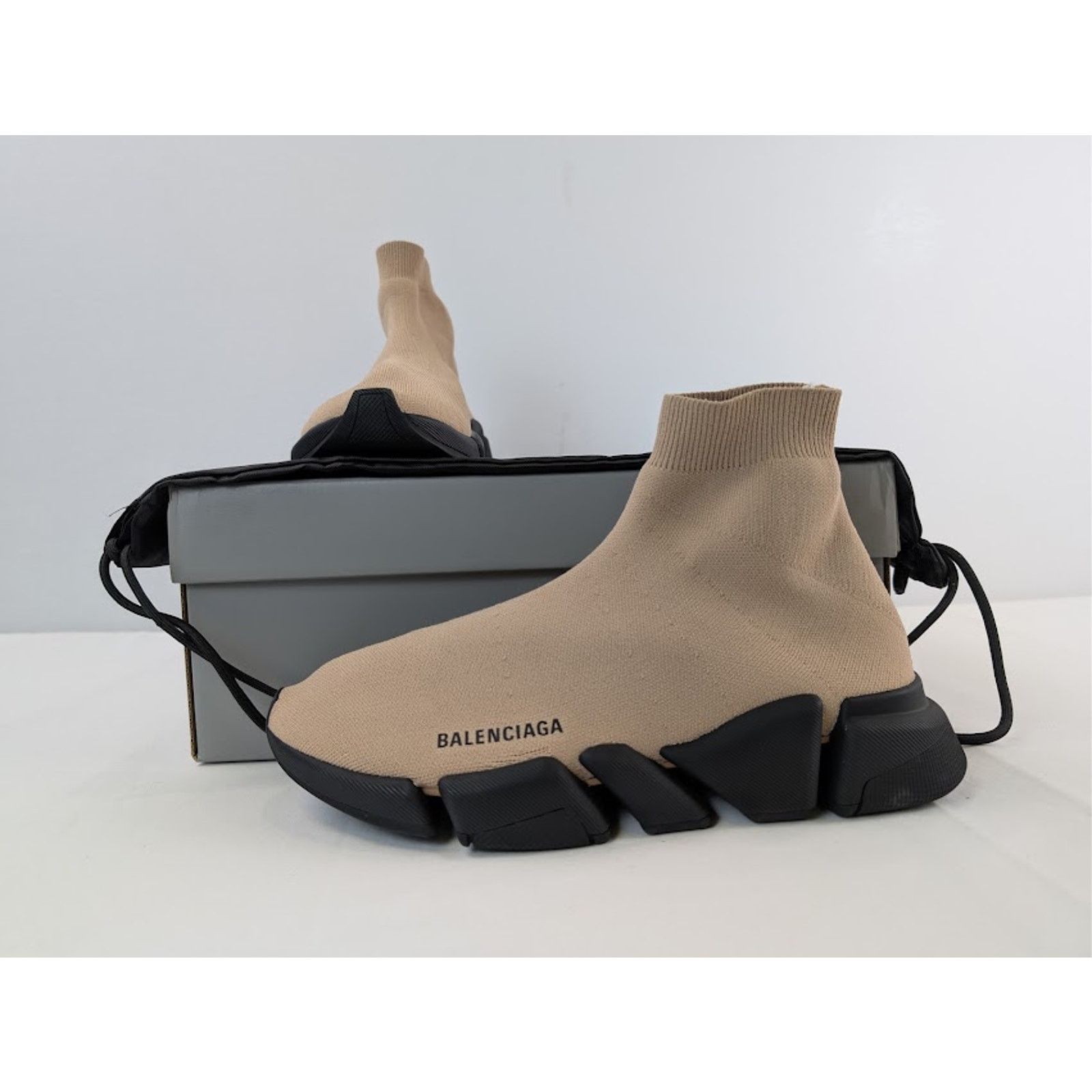 Balenciaga o1rshd1 Q:2 / Speed 2.0 LT Recycled Knit Sneaker in Beige Size US 10 / EU 43 - 19 Thumbnail
