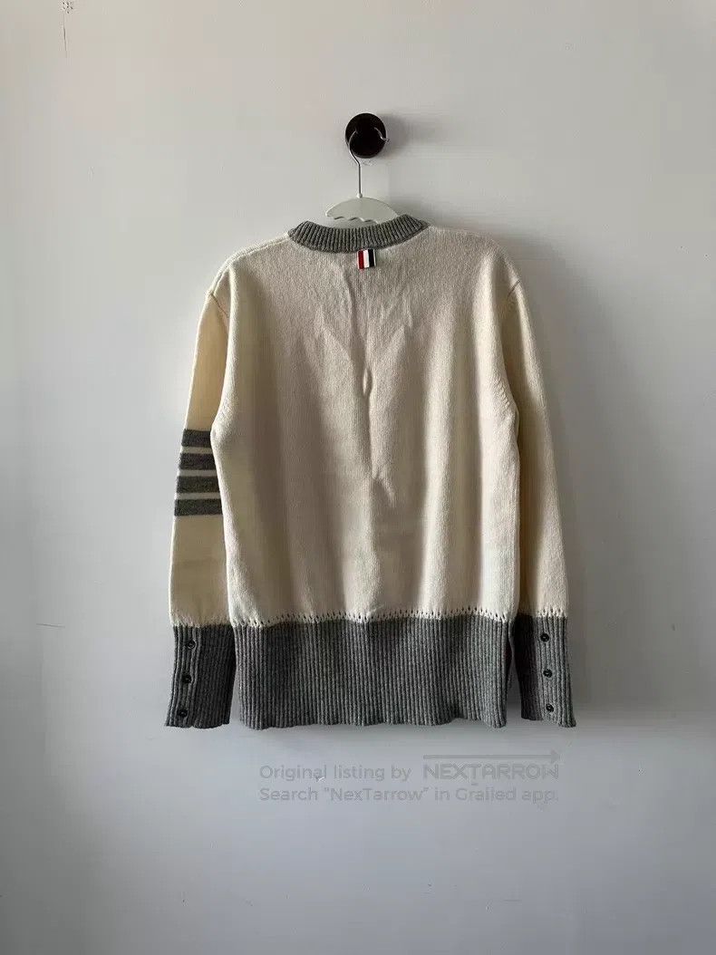 Thom Browne Thom Browne Gray and white color block wool sweater Size US XS / EU 42 / 0 - 2 Thumbnail