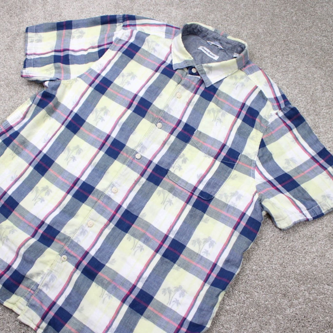 Tommy Bahama Tommy Bahama Shirt Mens 2XL XXL Yellow/Blue Island Print Cotton S/S Button-Up Hawaiian Casual Shirt Mens 2XL Size US XXL / EU 58 / 5 - 4 Thumbnail