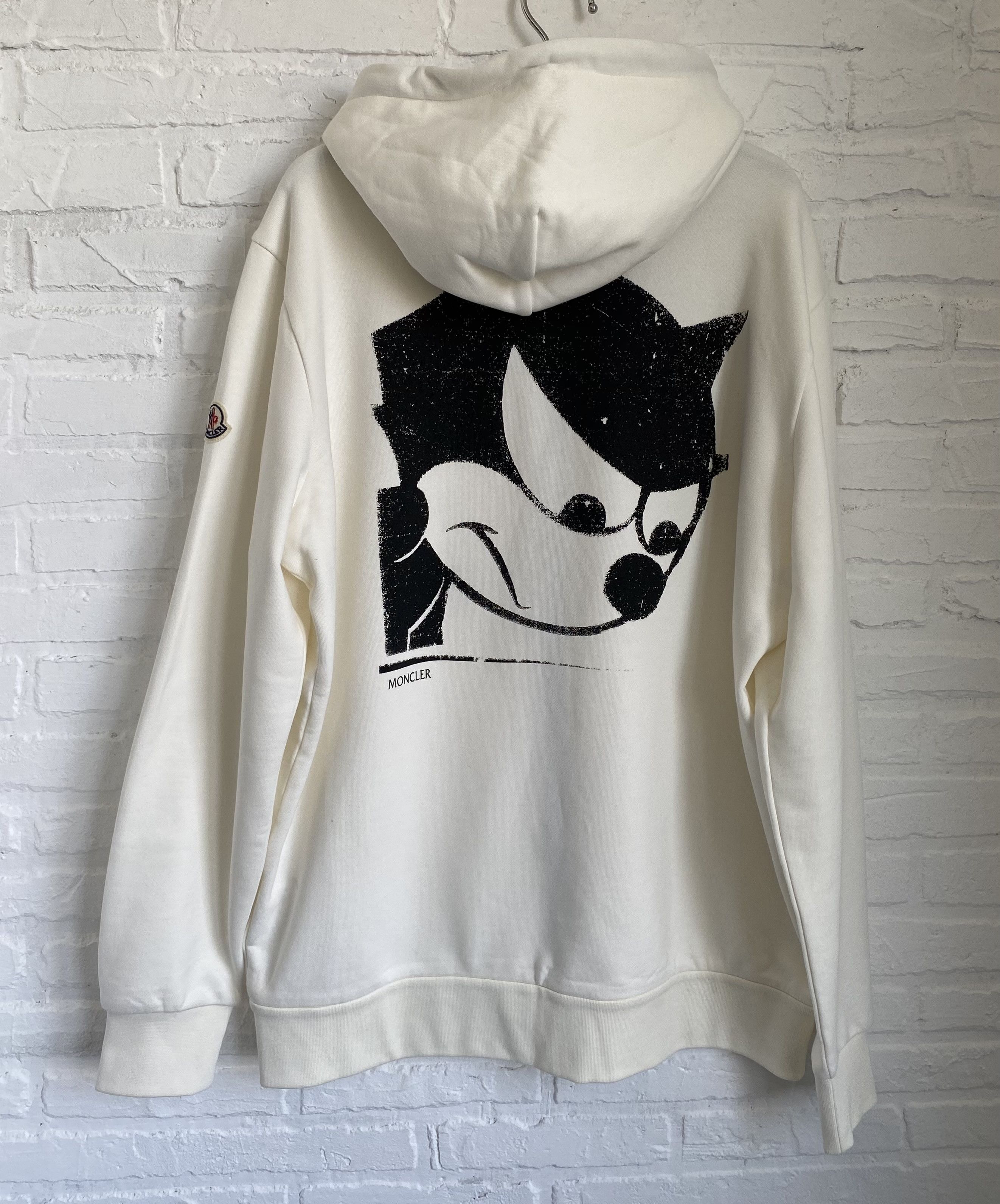 image of Moncler Felix The Cat “Hello Haters” Zip Hoodie in Cream/White, Men's (Size XL)