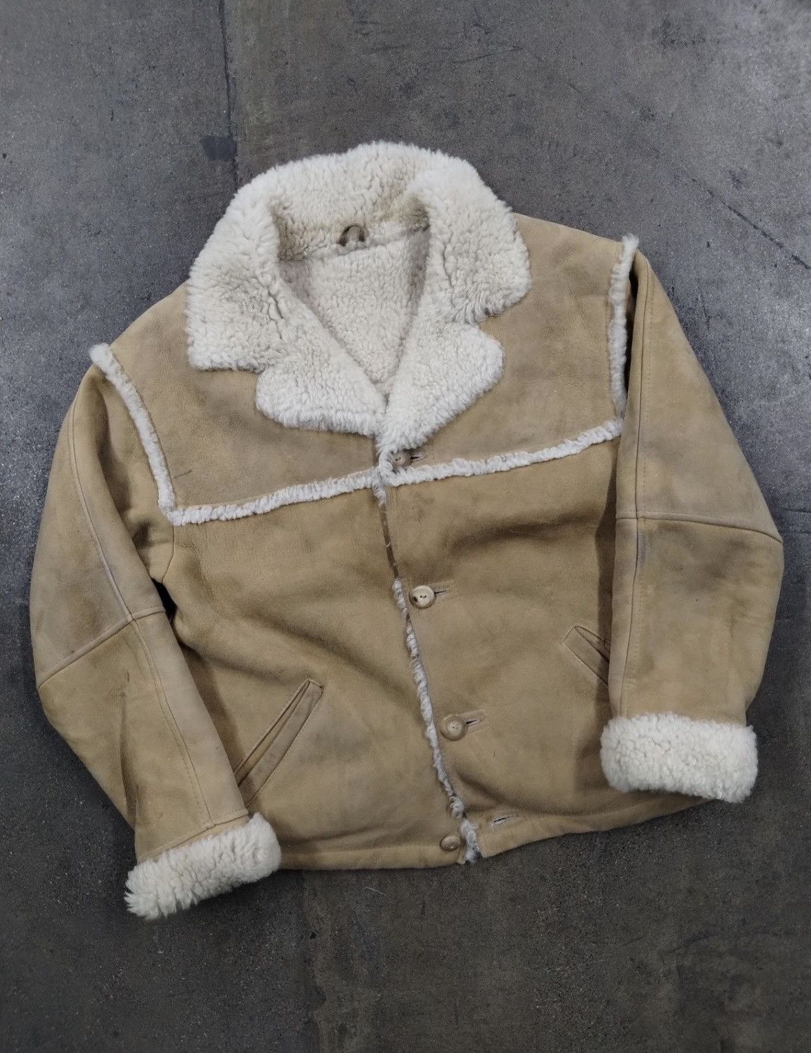 Vintage 1990s Sherpa Lined Suede Vest