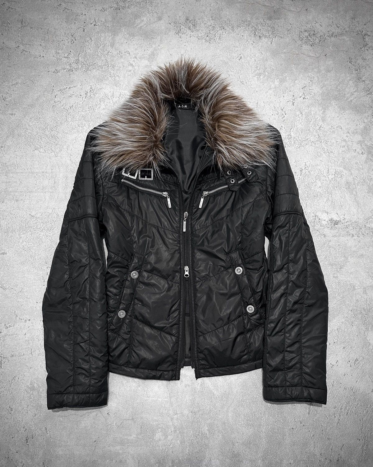 14th Addiction × GOSTAR DE FUGA Fuga Waxed Double Zip Faux Fur