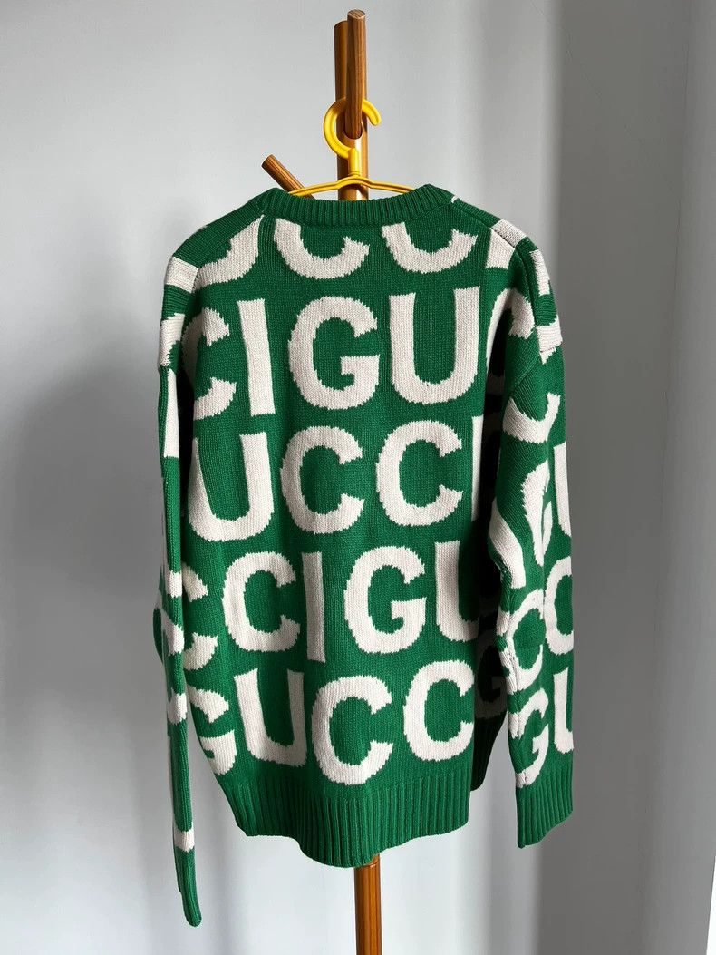 Gucci Gucci Green logo wool sweater Size US L / EU 52-54 / 3 - 2 Thumbnail