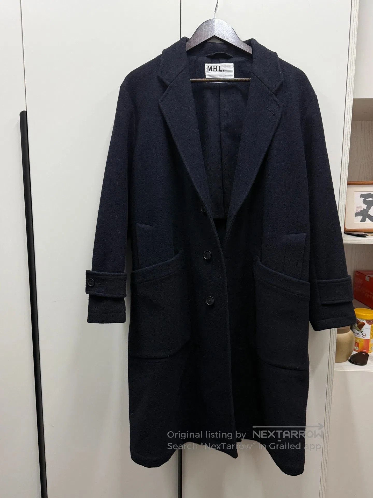 Japanese Brand MHL French Retro Deep Blue Wool Coat. Size US S / EU 44-46 / 1 - 8 Thumbnail
