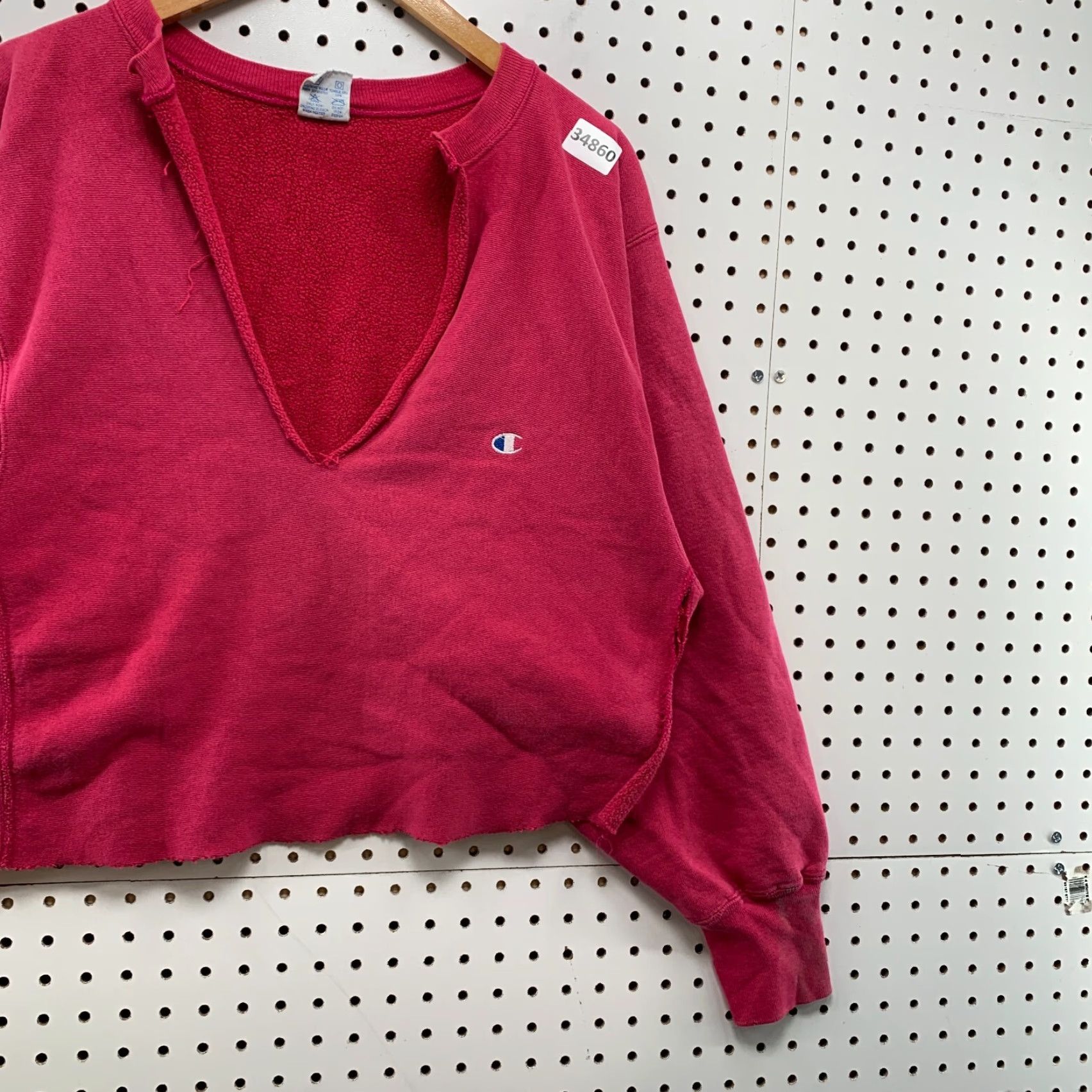 Champion VINTAGE Champion Sweatshirt Womens XL 90s Reverse Weave Pourover Pink Logo USA Cropped Chopped USPS? Size XL / US 12-14 / IT 48-50 - 3 Thumbnail
