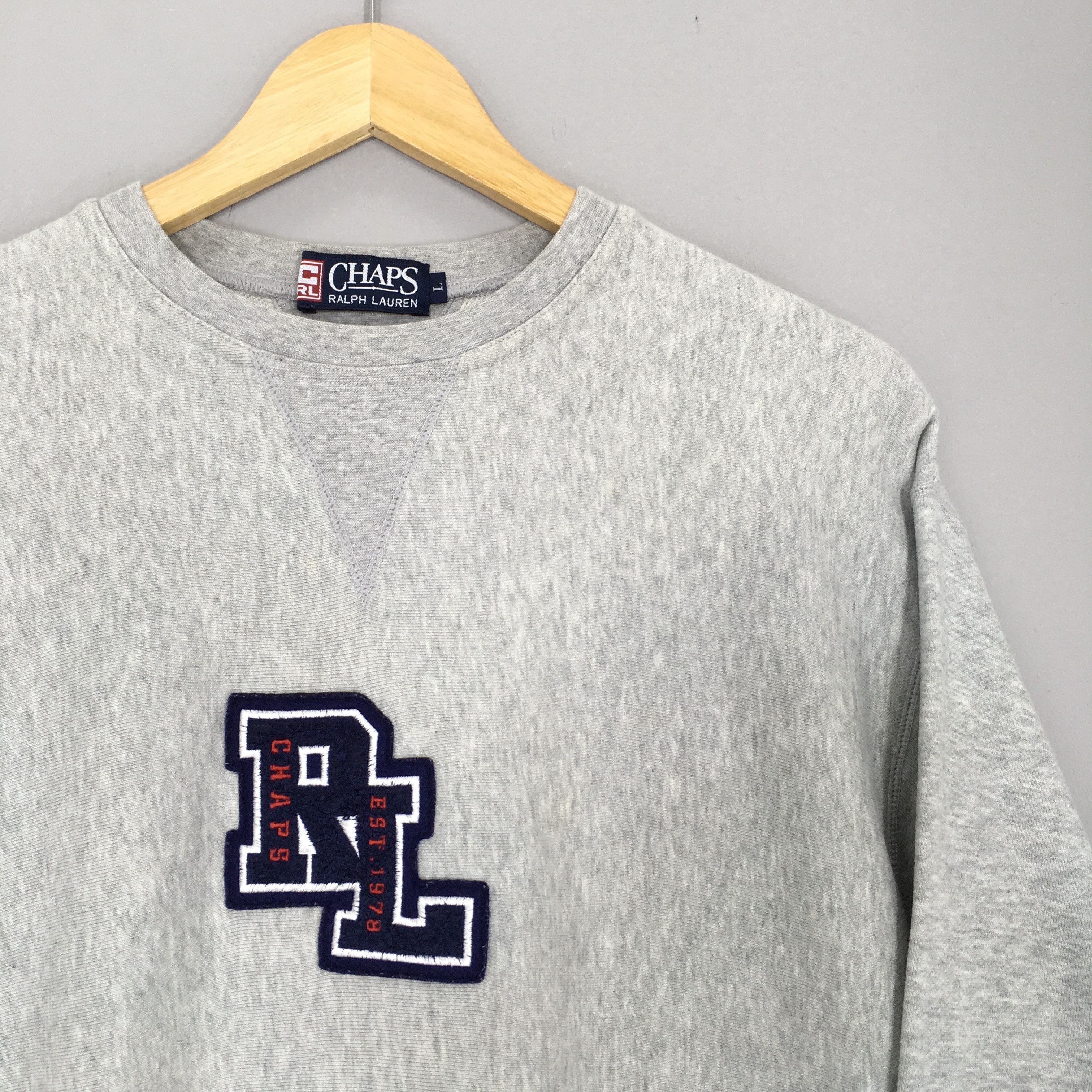 Chaps Ralph Lauren × Polo Ralph Lauren × Ralph Lauren Vintage 90s Chaps Ralph Lauren Gray Sweatshirt Large Size US L / EU 52-54 / 3 - 2 Thumbnail