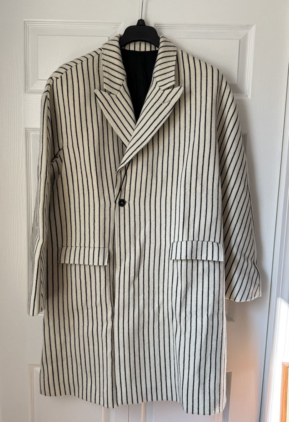 Haider Ackermann Striped Oversized Coat In White
