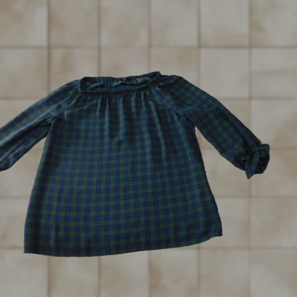 Talbots Talbots Blouse PS Petites Womens Green Plaid Top Pullover Crew Neck Polyester Long Sleeve Casual Stretch PS Petites Womens Blouse Size S / US 4 / IT 40 - 1 Thumbnail