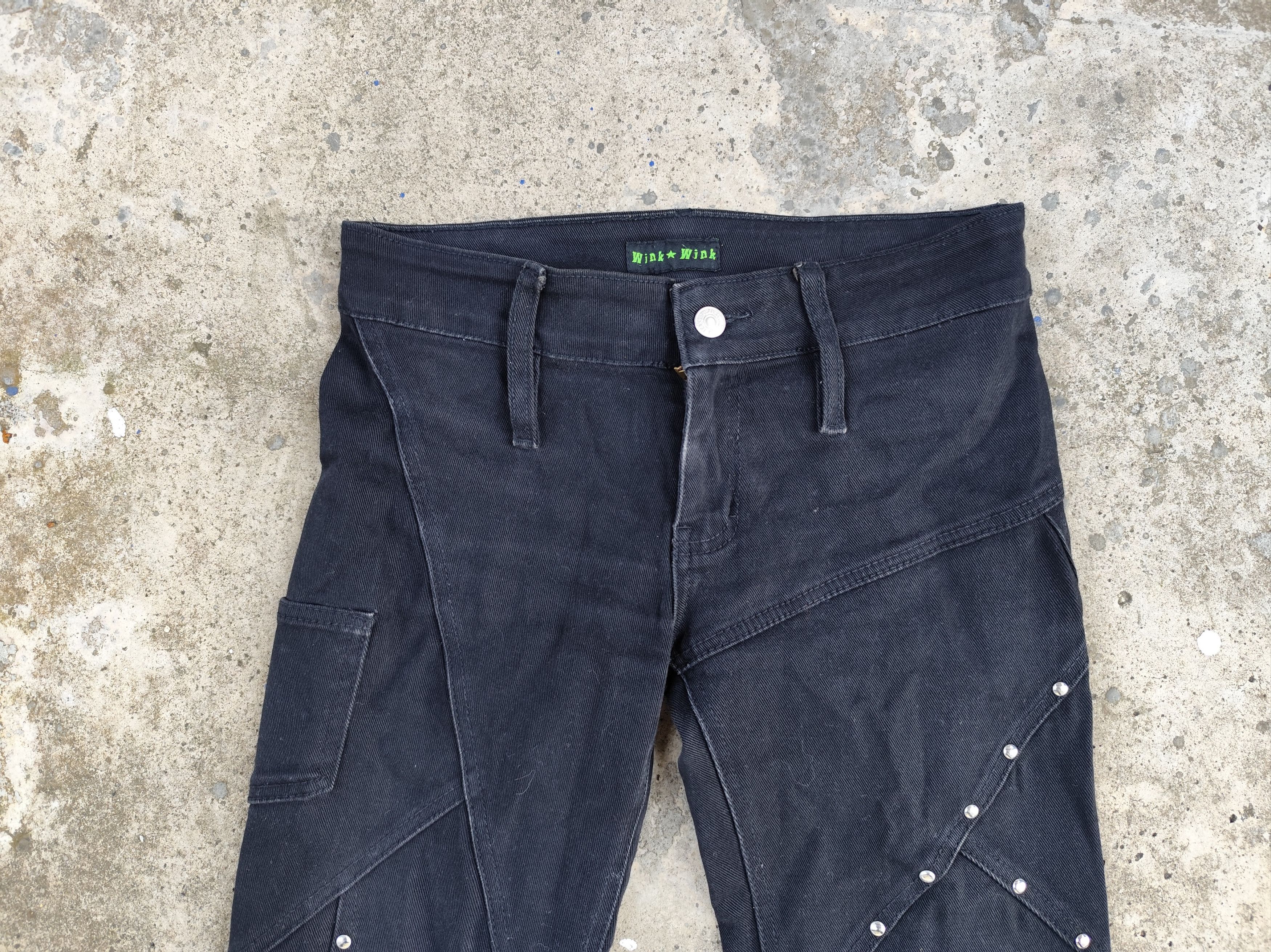 If Six Was Nine × Japanese Brand × Tornado Mart WINK WINK Studded Bootcut Bell Baggy Jeans Size 29" - 5 Thumbnail
