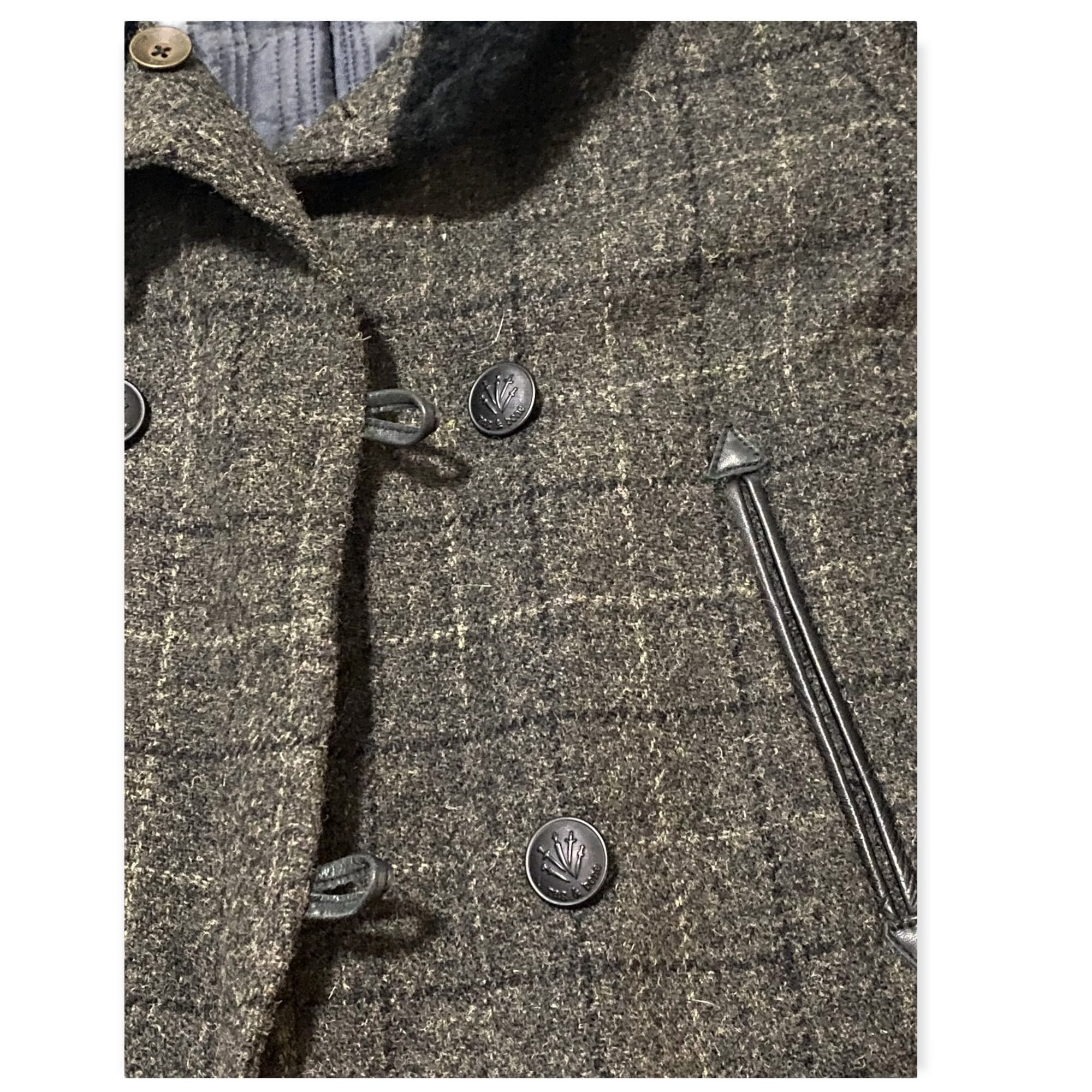 Rag Bone Wool Plaid Peacoat, Size 6, Leather trim