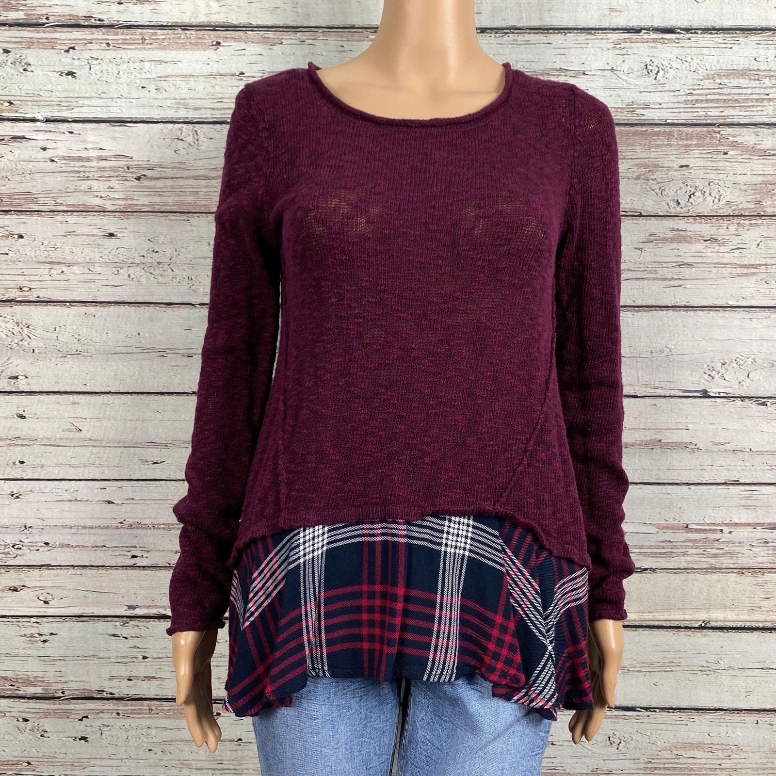 Other Cloud Chaser Marled Burgundy Black Slub Knit Shirt Large Size L / US 10 / IT 46 - 7 Thumbnail