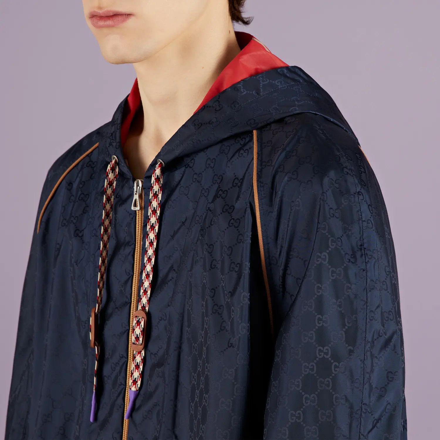 Gucci o1mt1gz0725 Technical GG Hooded Long Jacket in Blue Size US M / EU 48-50 / 2 - 2 Thumbnail
