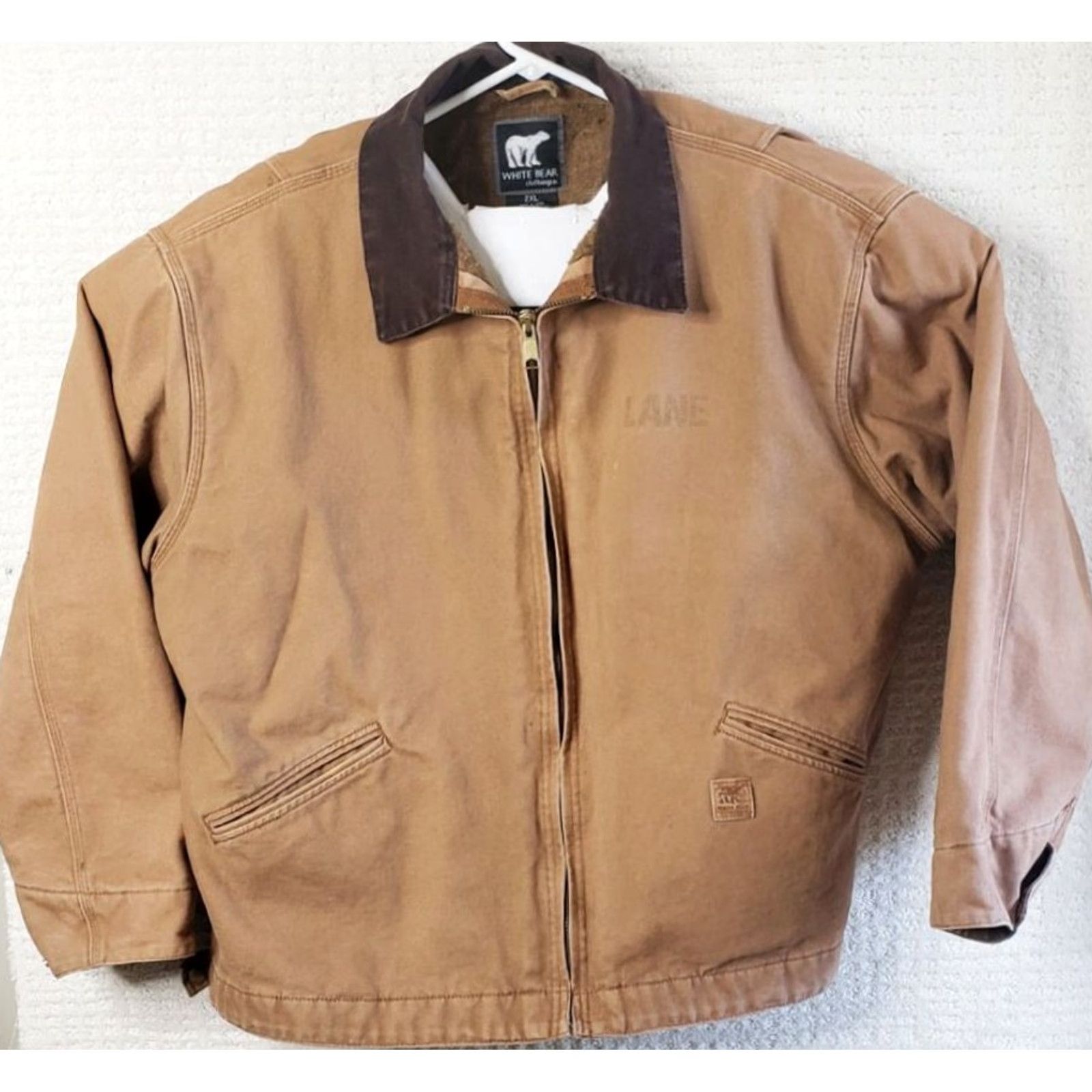 Camel VINTAGE White Bear Clothing Co. Men's Work Coat Canvas 2XL Brown Camel Quilt Lined Coat Size US XXL / EU 58 / 5 - 2 Thumbnail