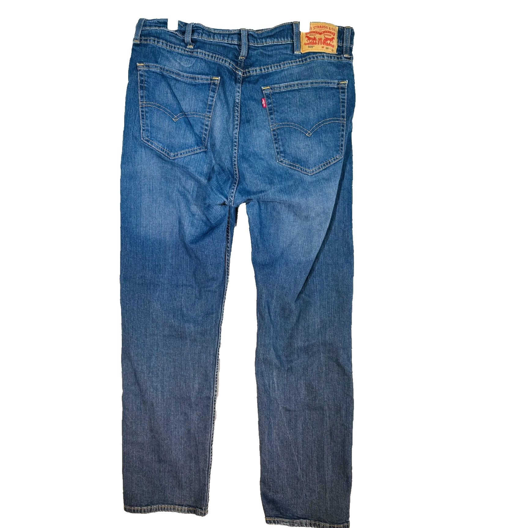 Levi's Levi's 505 Jeans Mens 38x32 Blue Medium Wash Straight Zip Fly Denim Stretch Pockets 5-Pocket Size US 38 / EU 54 - 2 Thumbnail