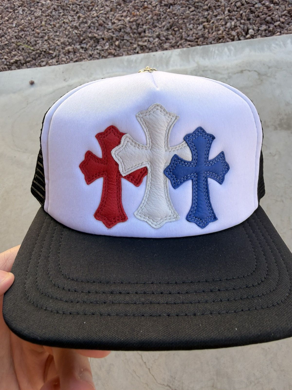 Chrome Hearts Chrome Hearts Black USA Triple Cross Patch Trucker Hat New Size ONE SIZE - 4 Thumbnail