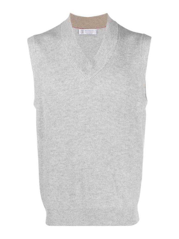 Men's Light Grey Cashmere Sweater in Gray, Men's