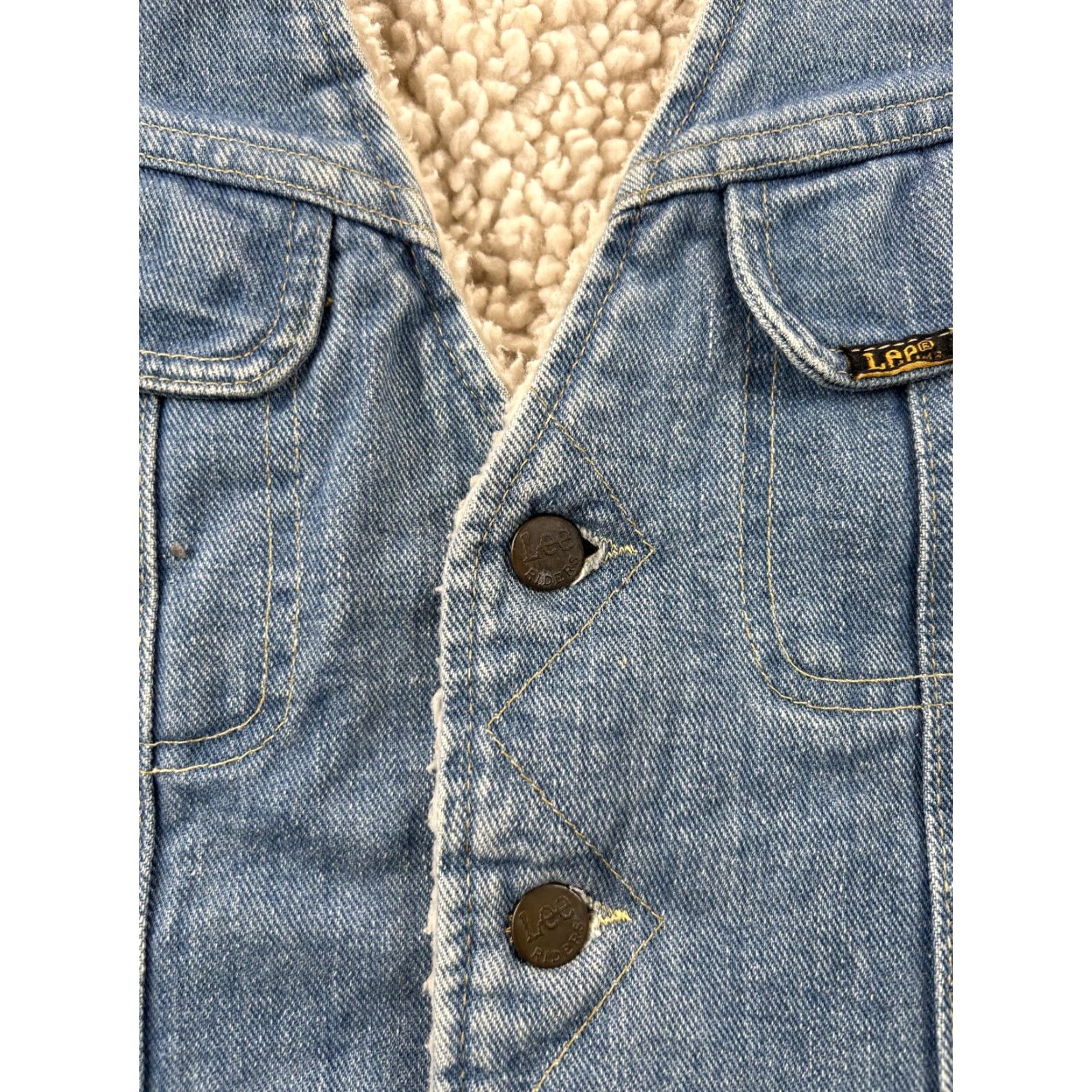 Lee VINTAGE Lee Storm Rider Vest Mens Small Blue Denim Sherpa Lined USA 70s Size US S / EU 44-46 / 1 - 4 Thumbnail