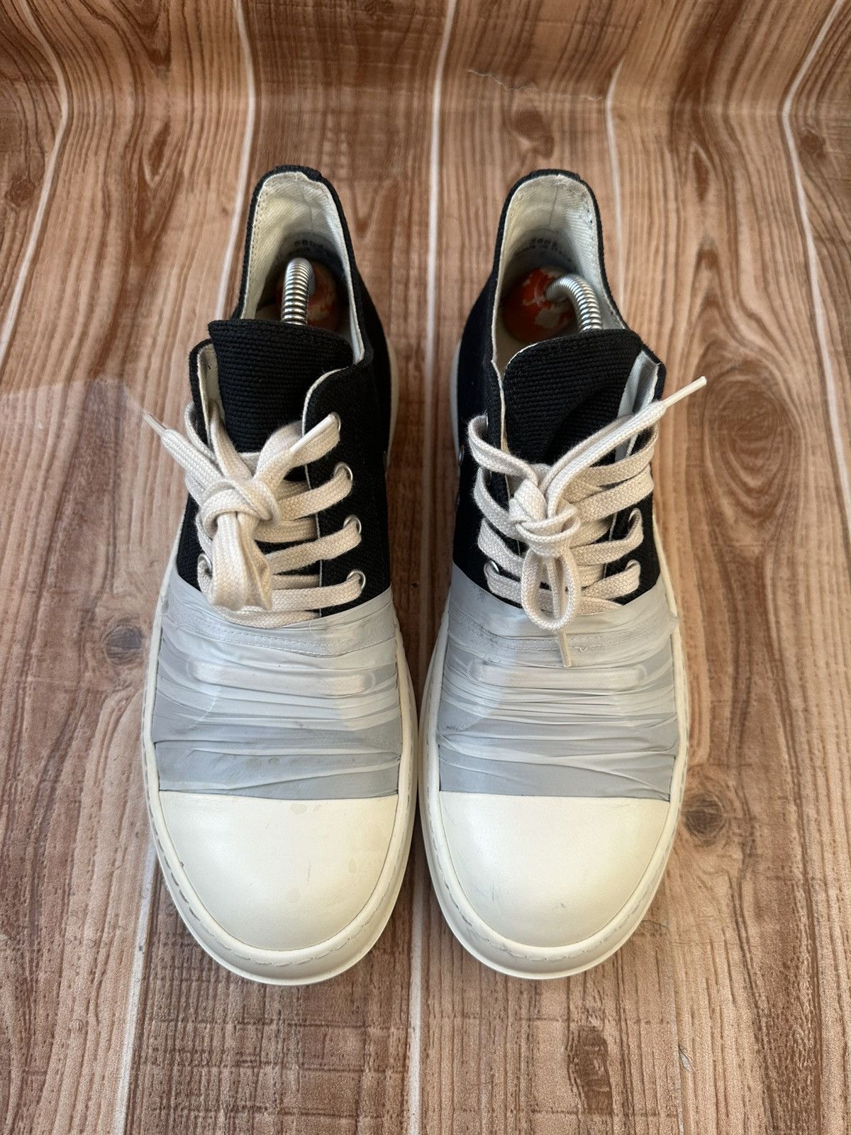 Rick Owens Drkshdw Rick Owens Hustler Wrapped Ramones Black Milk Lowtops Size US 8.5 / EU 41-42 - 3 Thumbnail