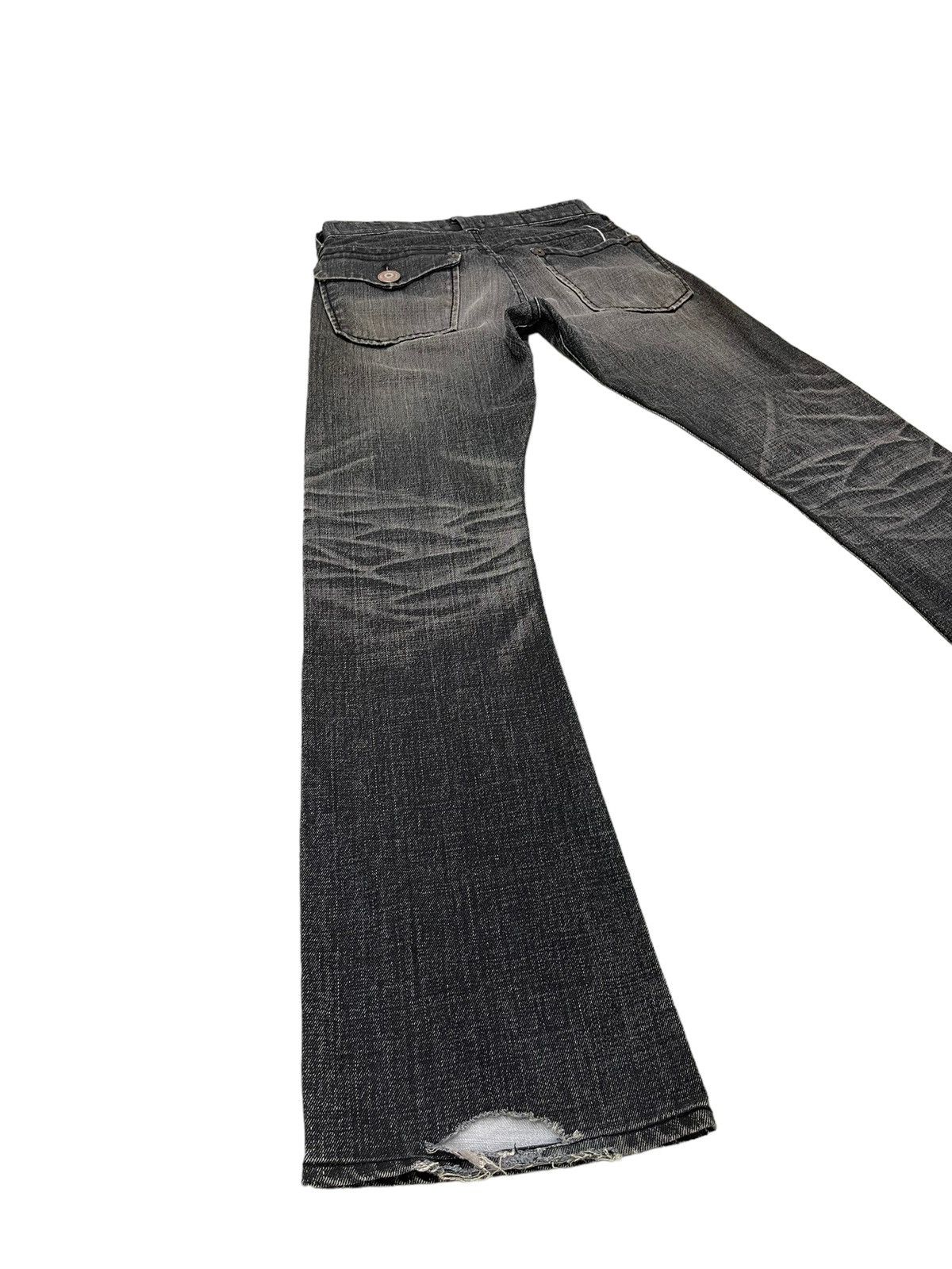 Japanese Brand Flare Jeans Blue Way Faded Thrash Distress Boot Cut 6🟦2 Size US 29 - 14 Thumbnail