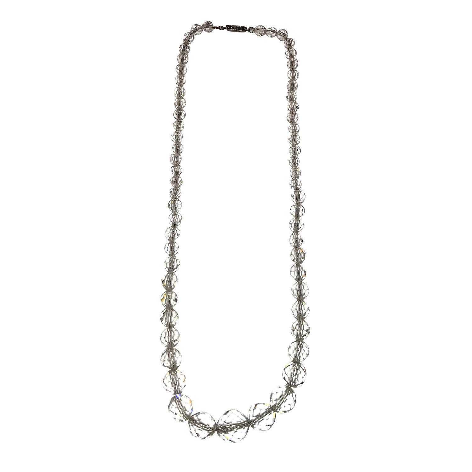 Designer Sterling Graduated Faceted Rock Crystal Quartz Bead Necklace Size ONE SIZE - 3 Thumbnail