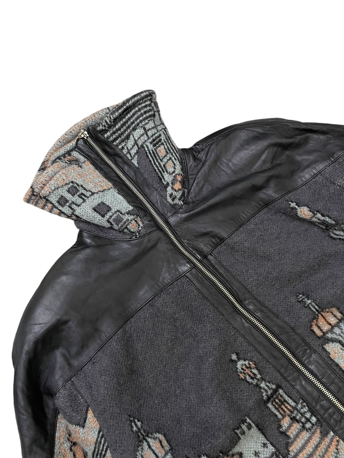 Japanese Brand Valley Japan Art Church Knit Leather Trim Jacket Size US XL / EU 56 / 4 - 9 Thumbnail