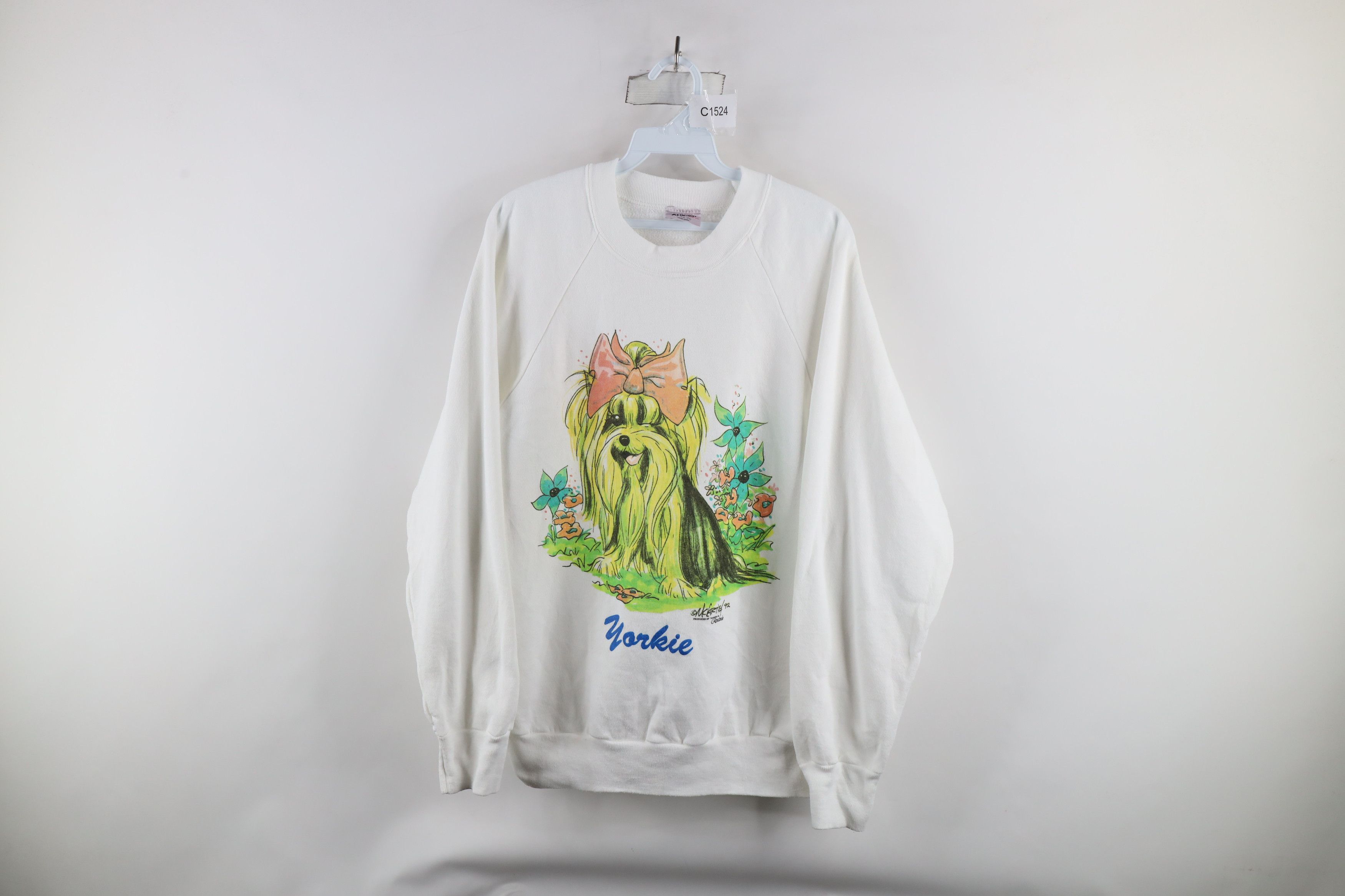 Vintage Vintage 90s Streetwear Yorkie Dog Crewneck Sweatshirt USA Size L / US 10 / IT 46 - 1 Thumbnail