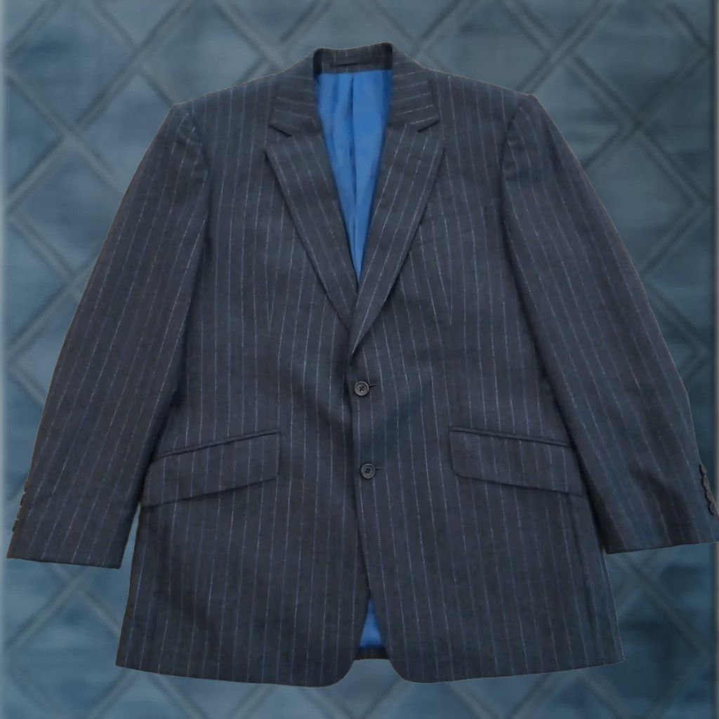 Chester Barrie Chester Barrie Blazer Mens 40 Short Gray Striped Wool Cashmere Double Vent Notch Lapel Blazer jacket two-button chest 42 Regular Mens Size US 40 / EU 56 - 1 Thumbnail
