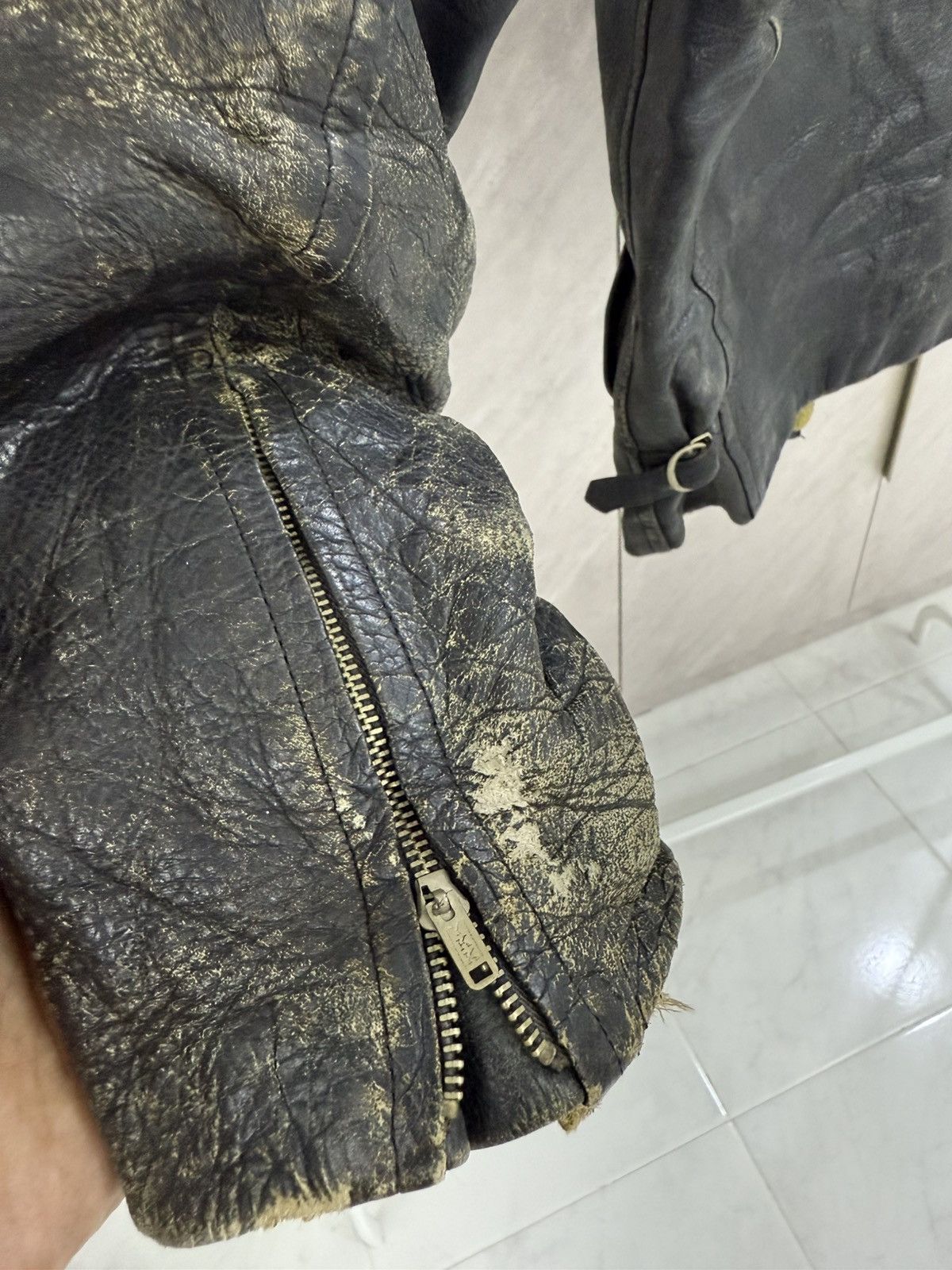 Genuine Leather Vtg Distress Patina Rugged Leather Jacket Like Ralph Lauren Size US S / EU 44-46 / 1 - 14 Thumbnail